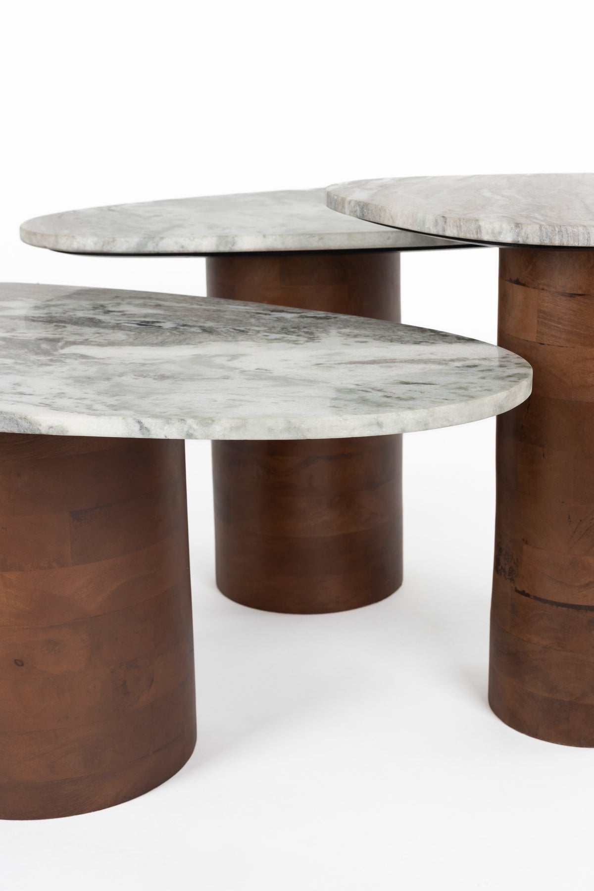 Set of tables bitch white marble with mango wood