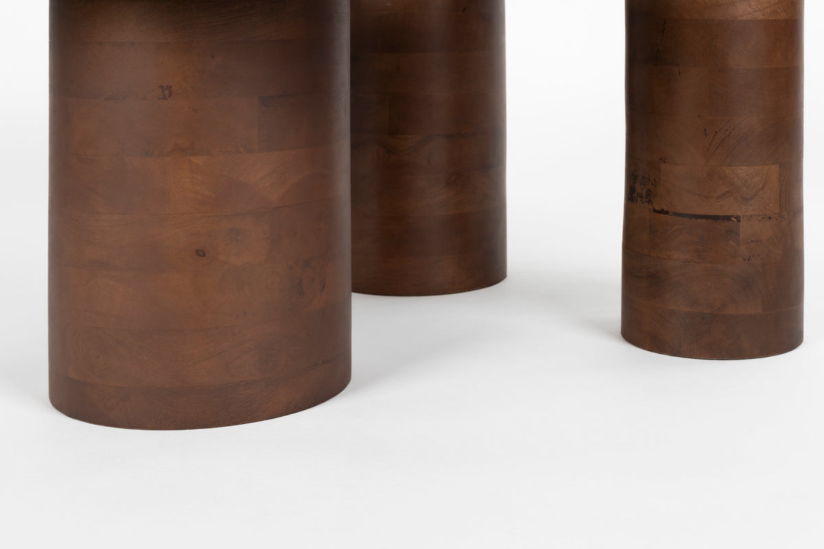 Set of tables bitch white marble with mango wood