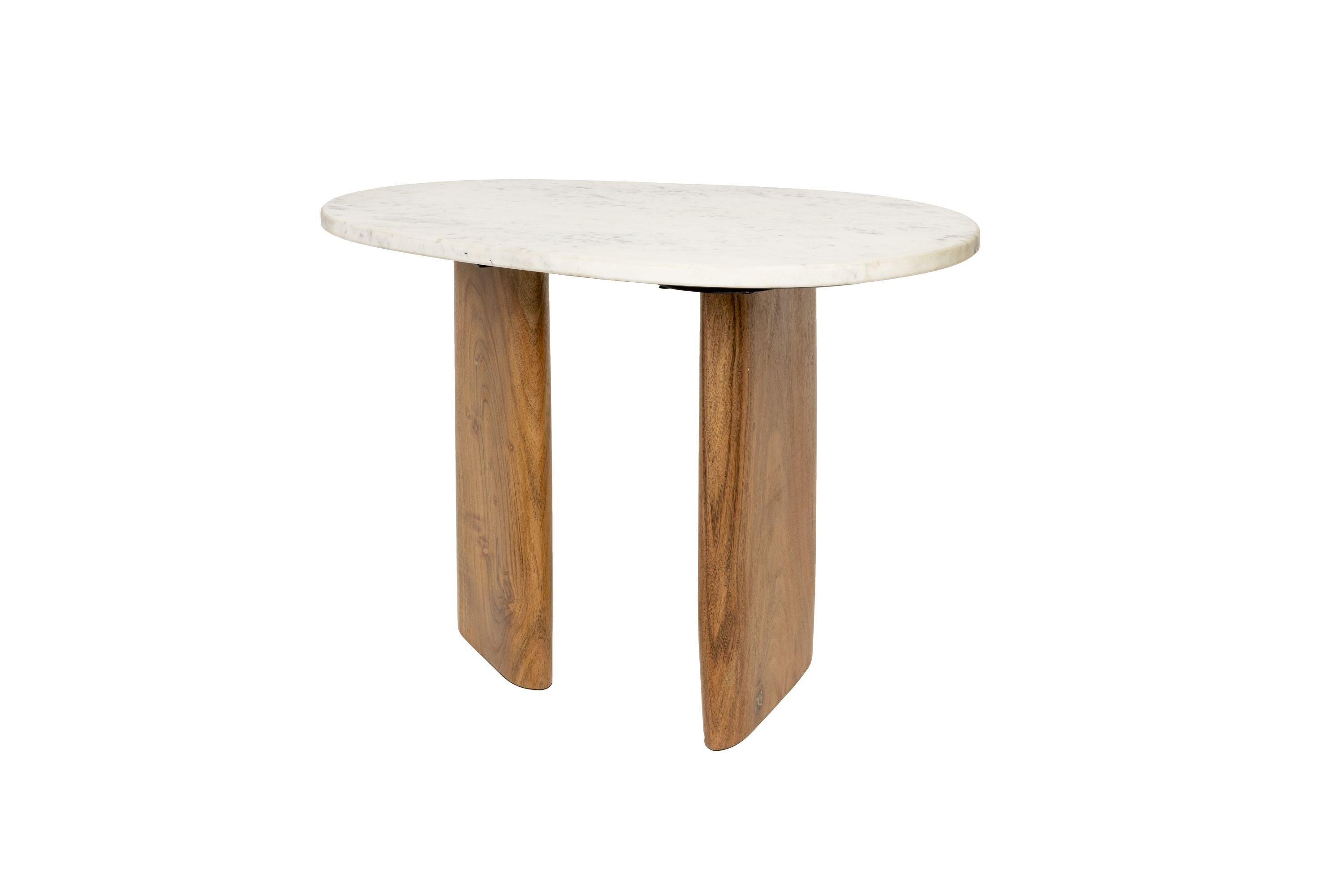 Side table Tanda white marble with a wooden base