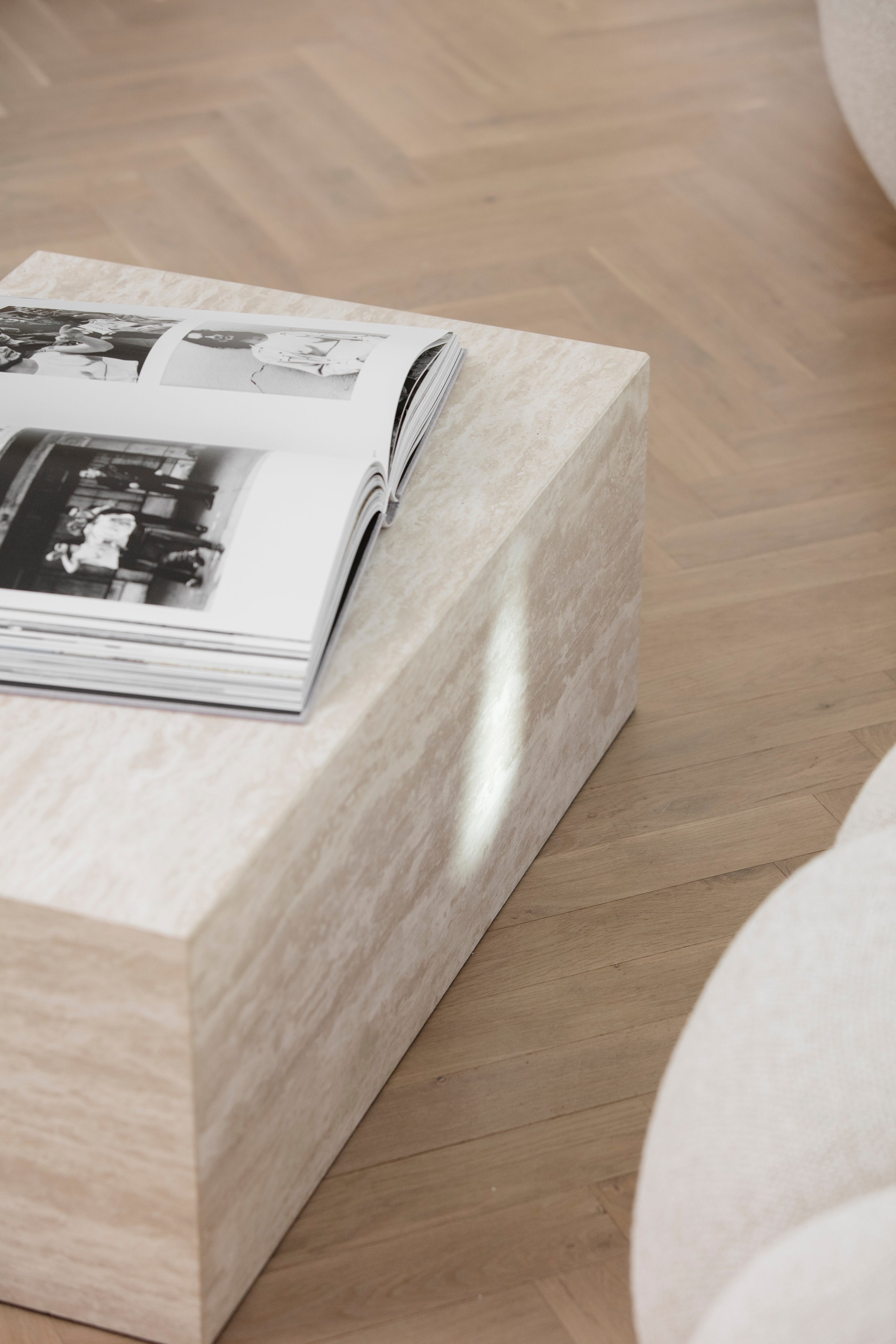CUBISM Side Table Gray Travertine