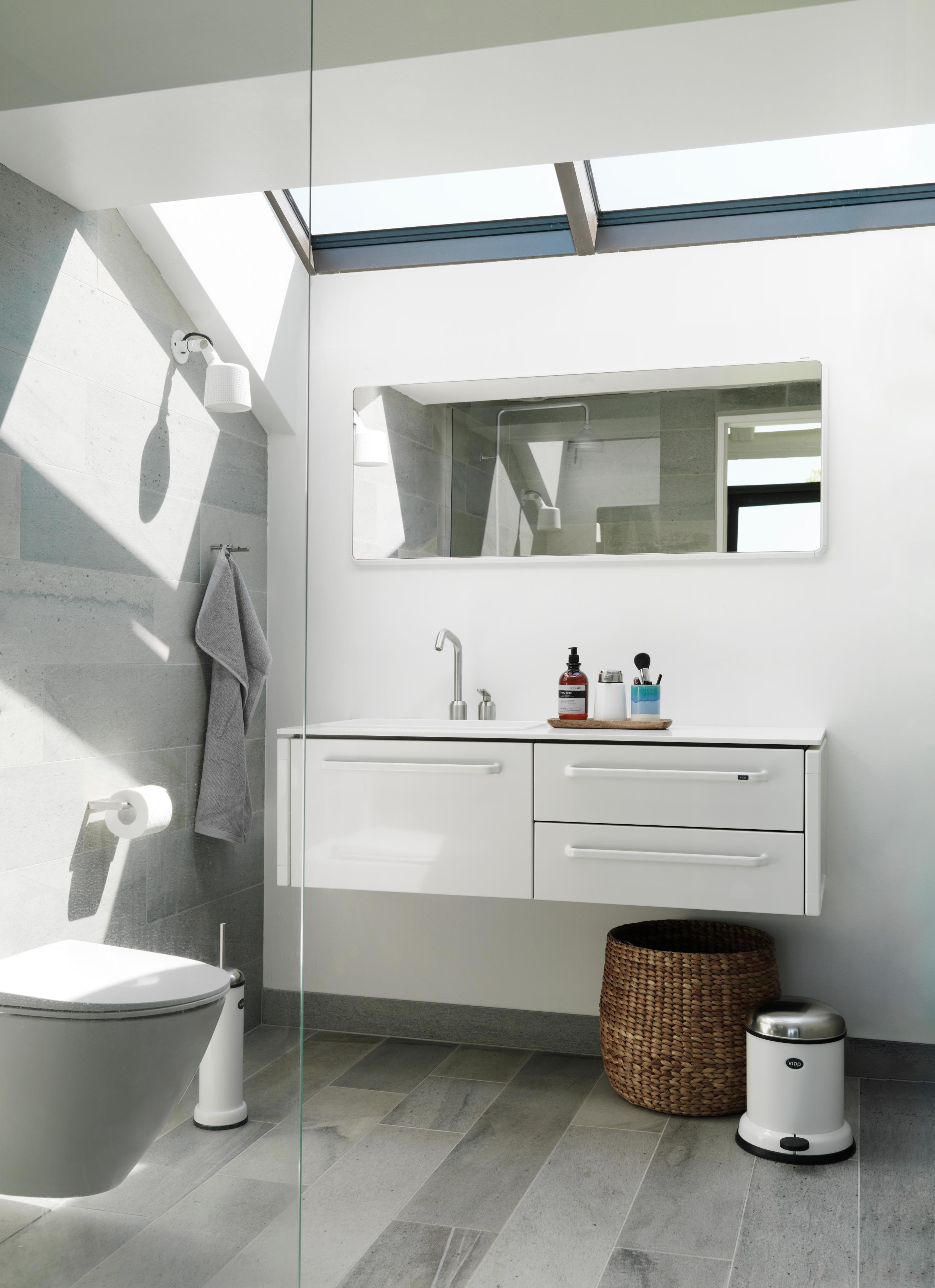 VIPP bathroom mirror with white aluminum frame