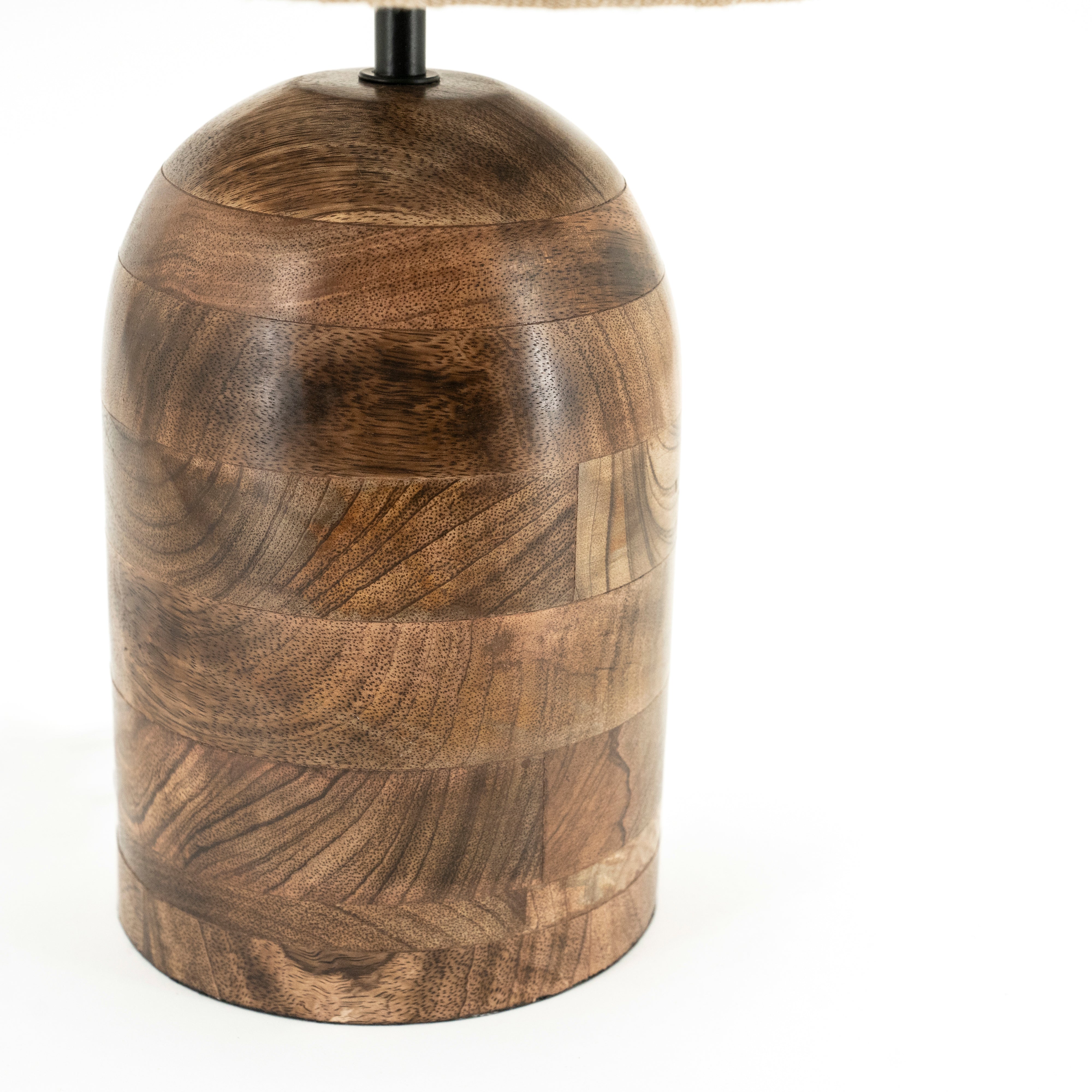 GADJA Jute Table Lamp with Wooden Base