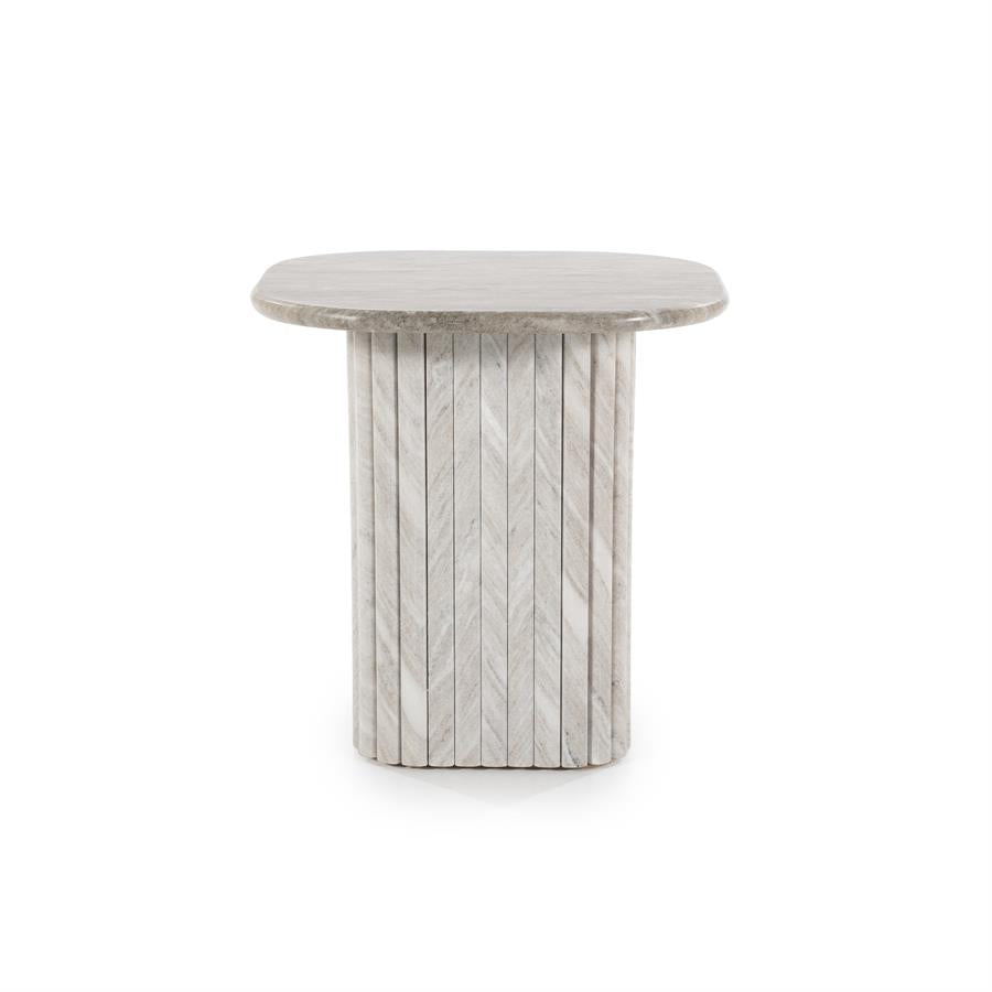 Beistelltisch DORIQUE aus Mangoholz und grauem Marmor