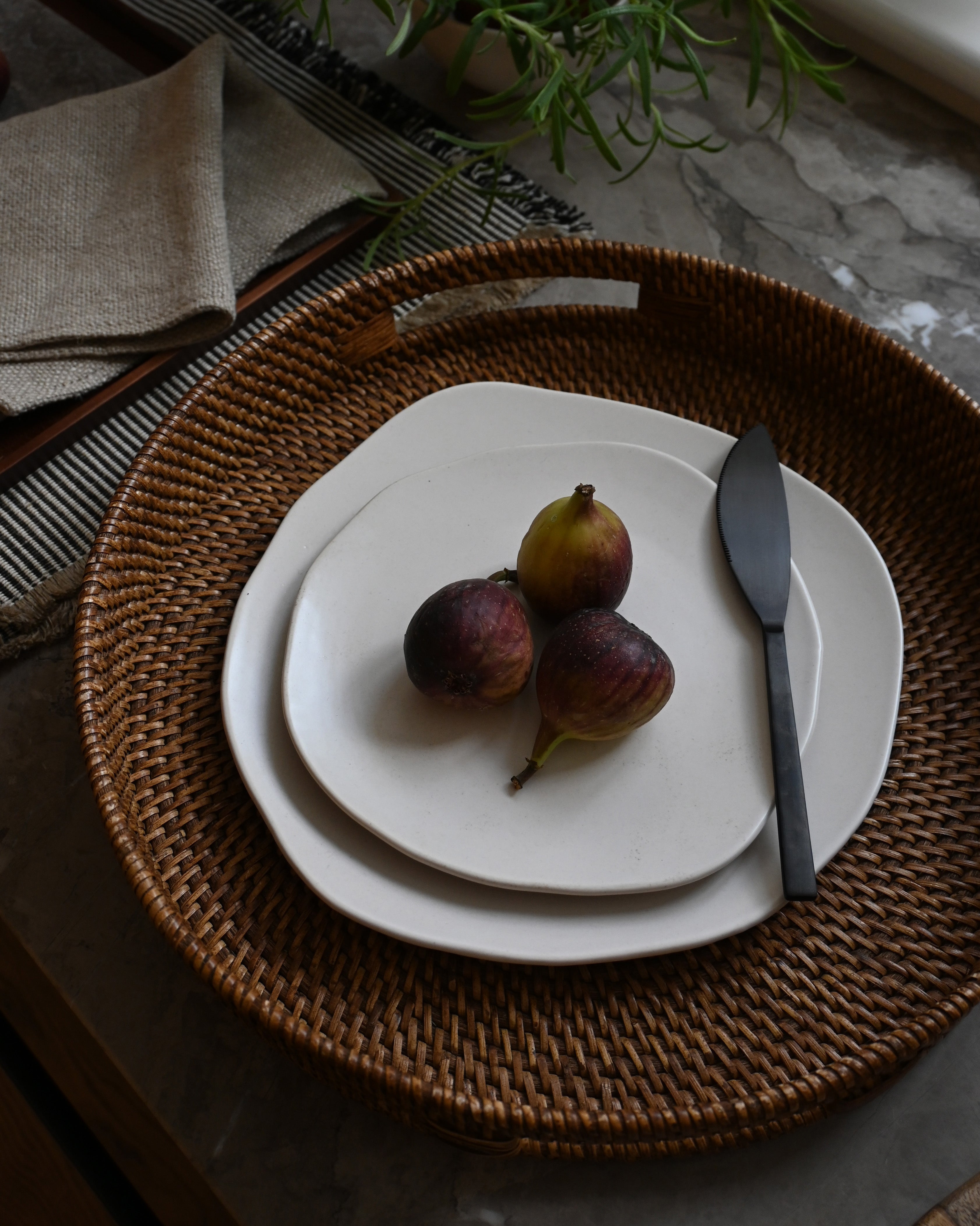 NATIVE Plate Set White Stoneware