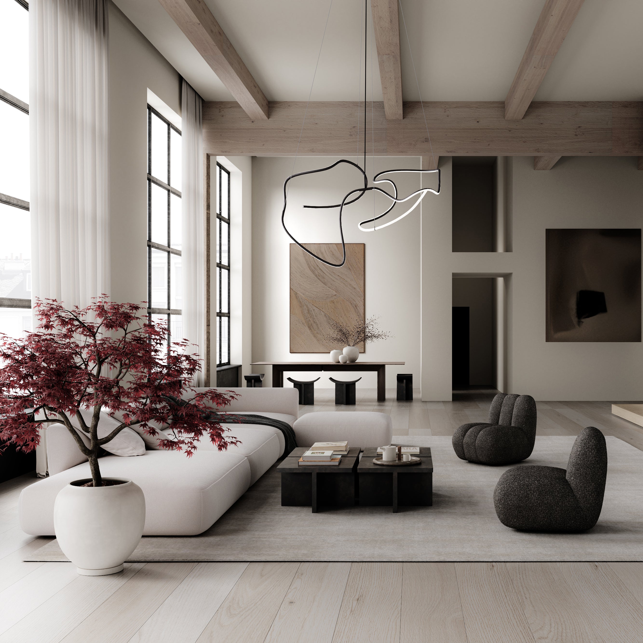 GHOST chandelier burnt black