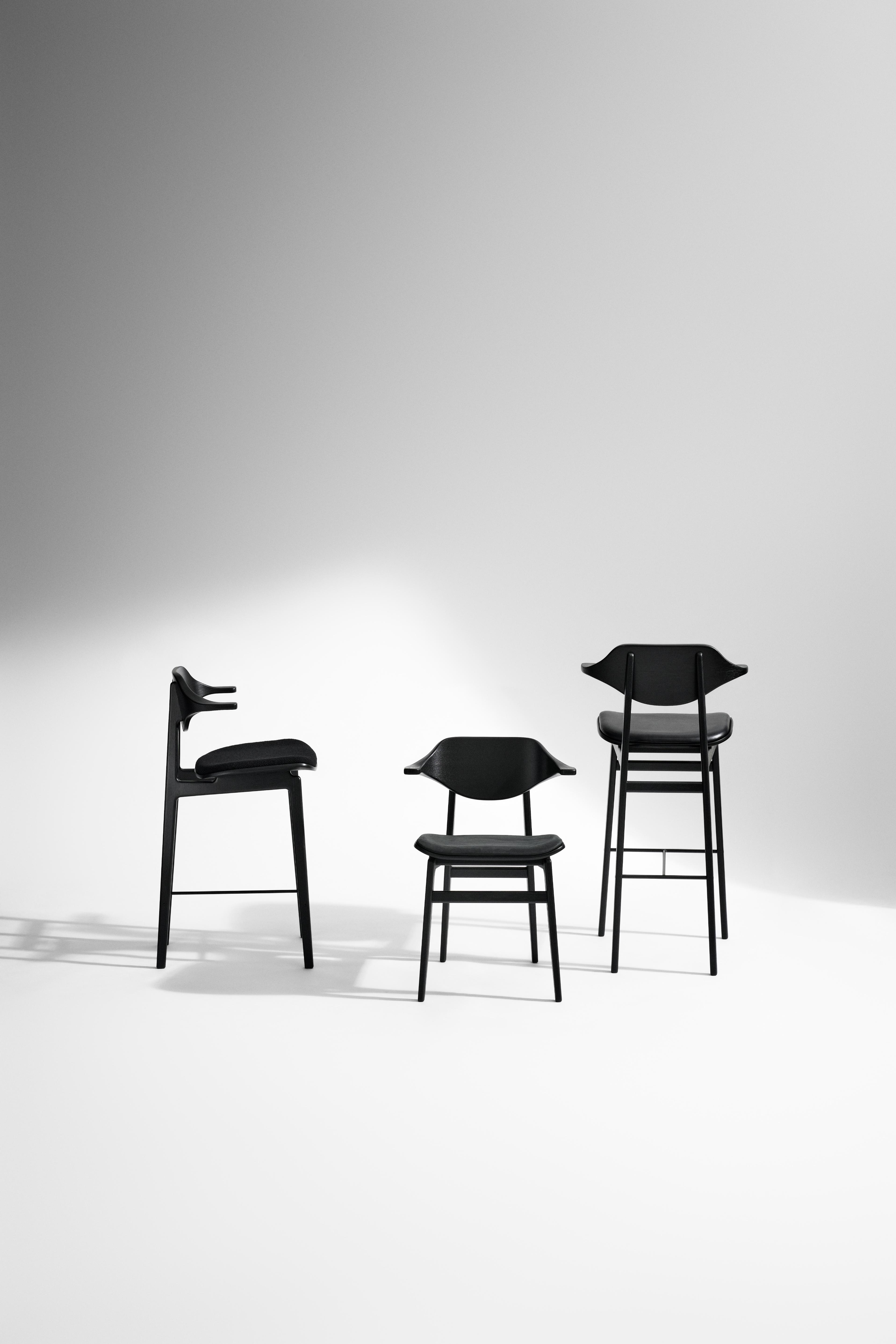 Customized BUFALA stool with a wooden base