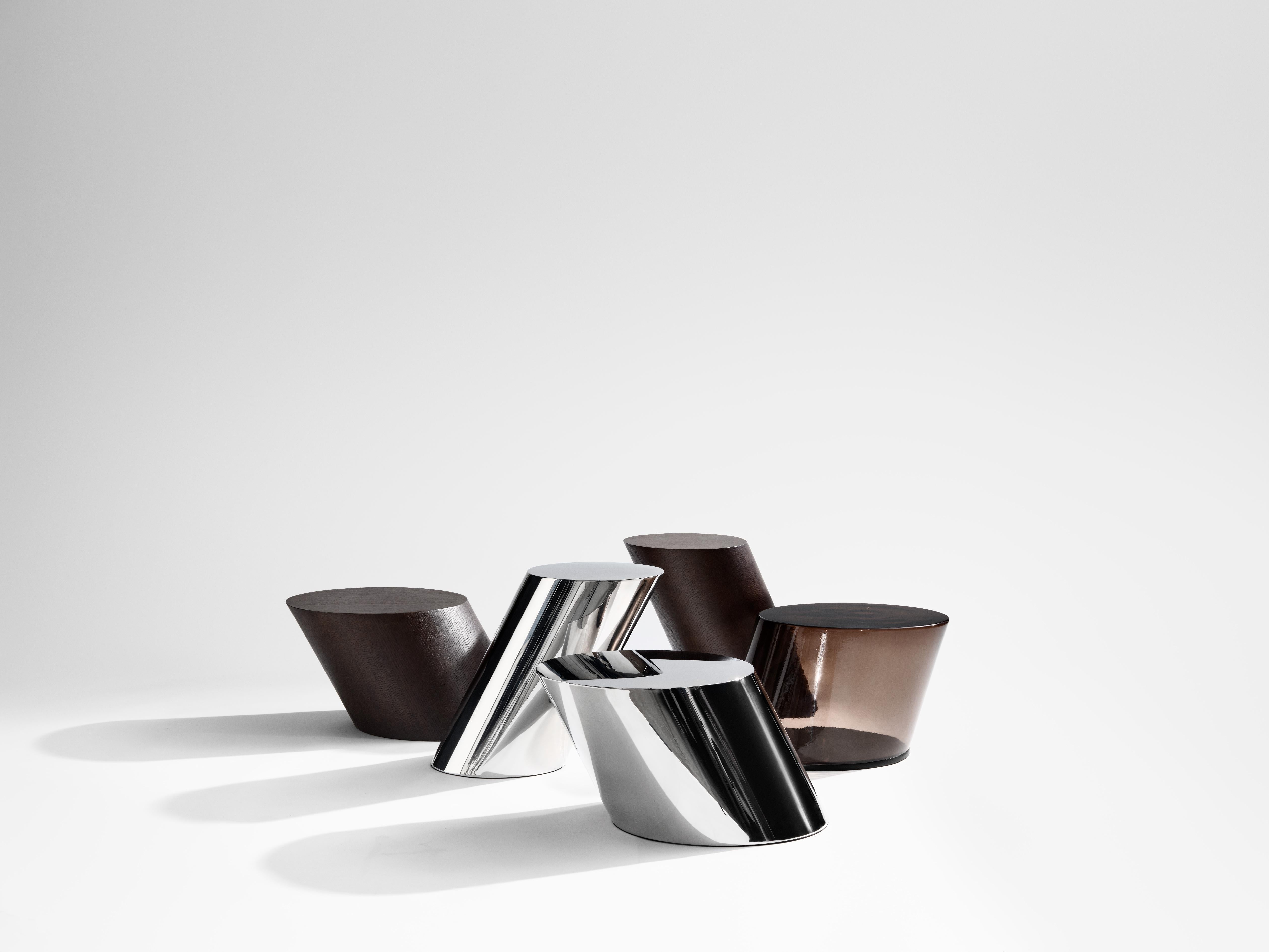 TILT Side Table in Polished Stainless Steel