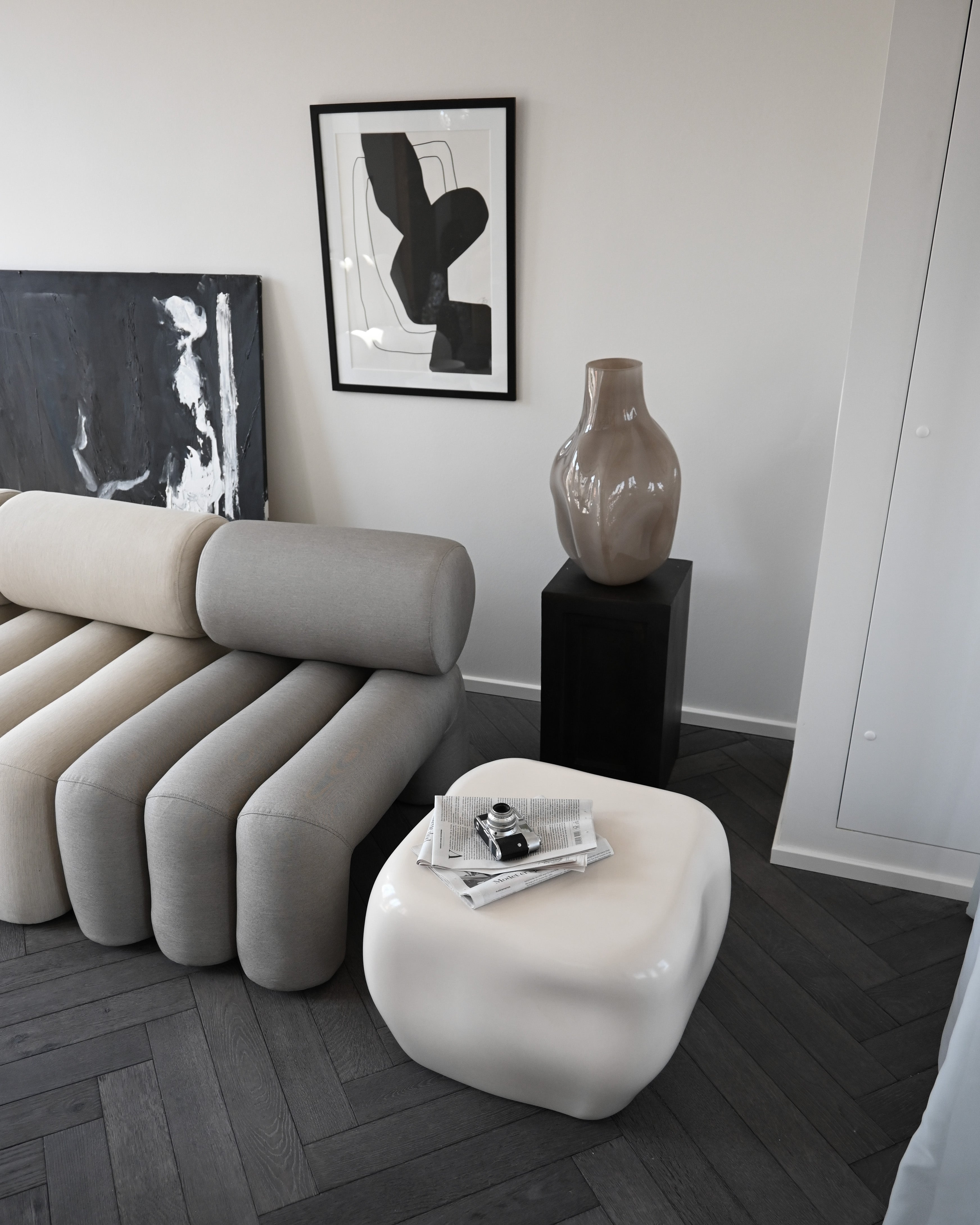 Vase BAKKU dunkelbeige Glas