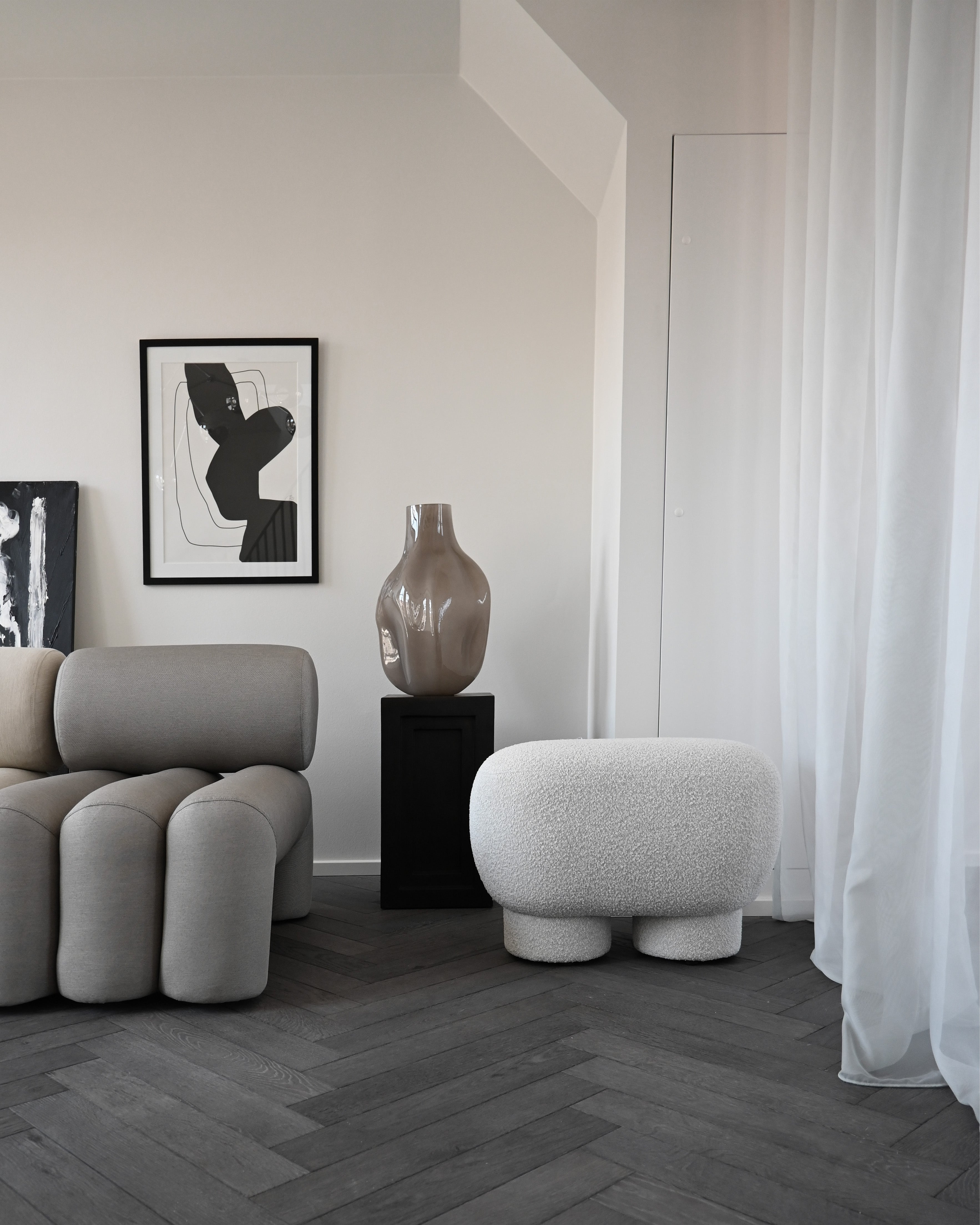 Vase BAKKU dunkelbeige Glas