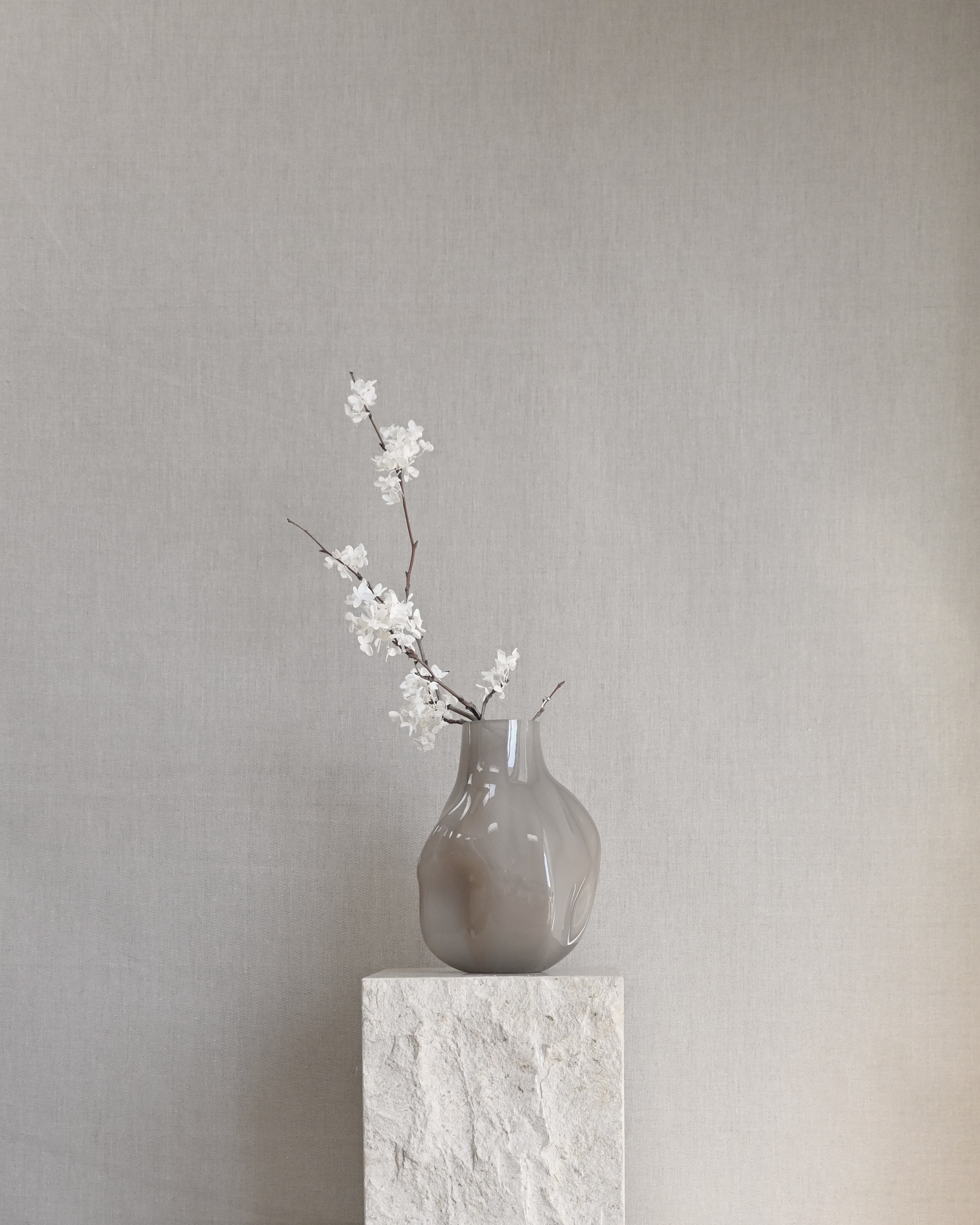 Vase BAKKU dunkelbeige Glas