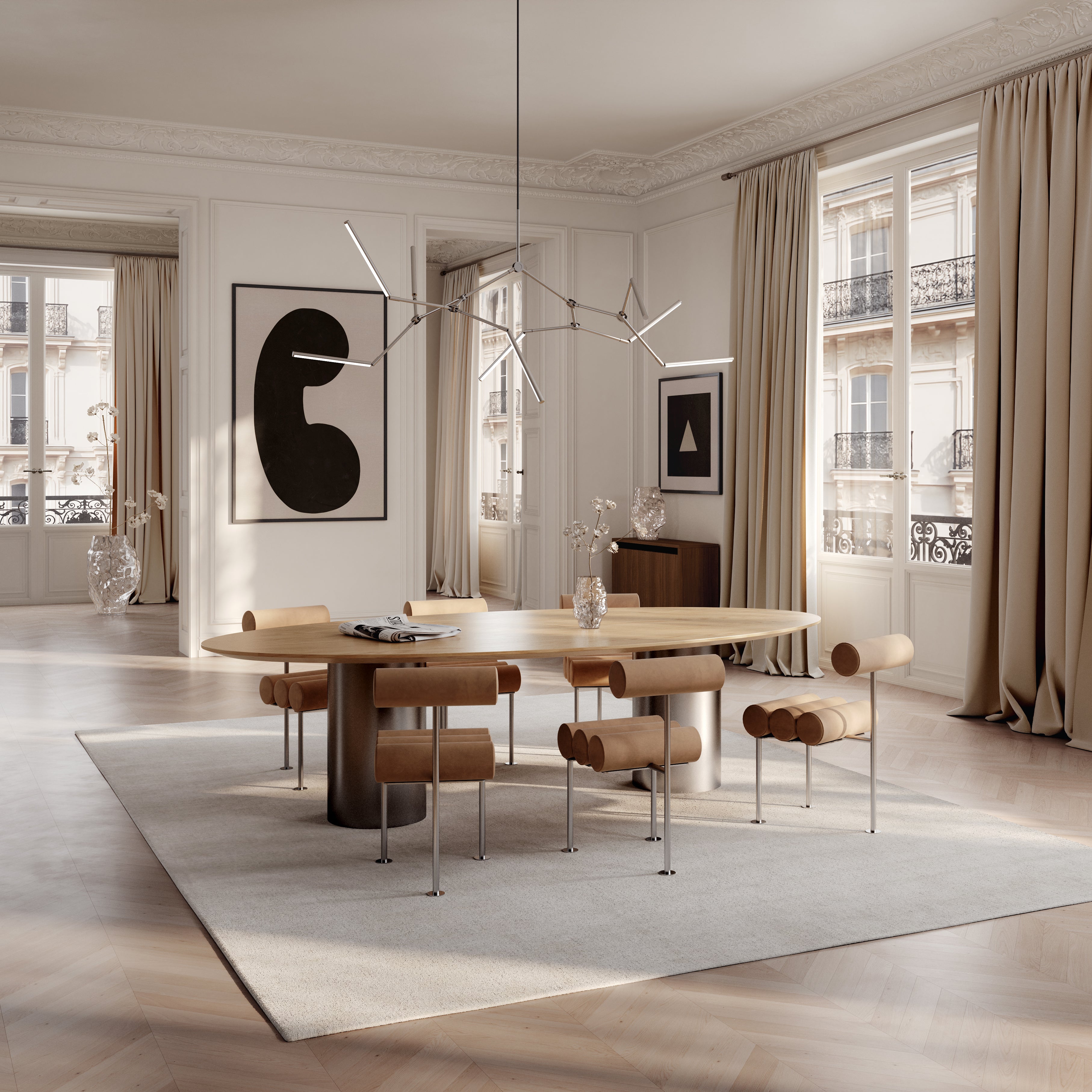 STICK chrome chandelier