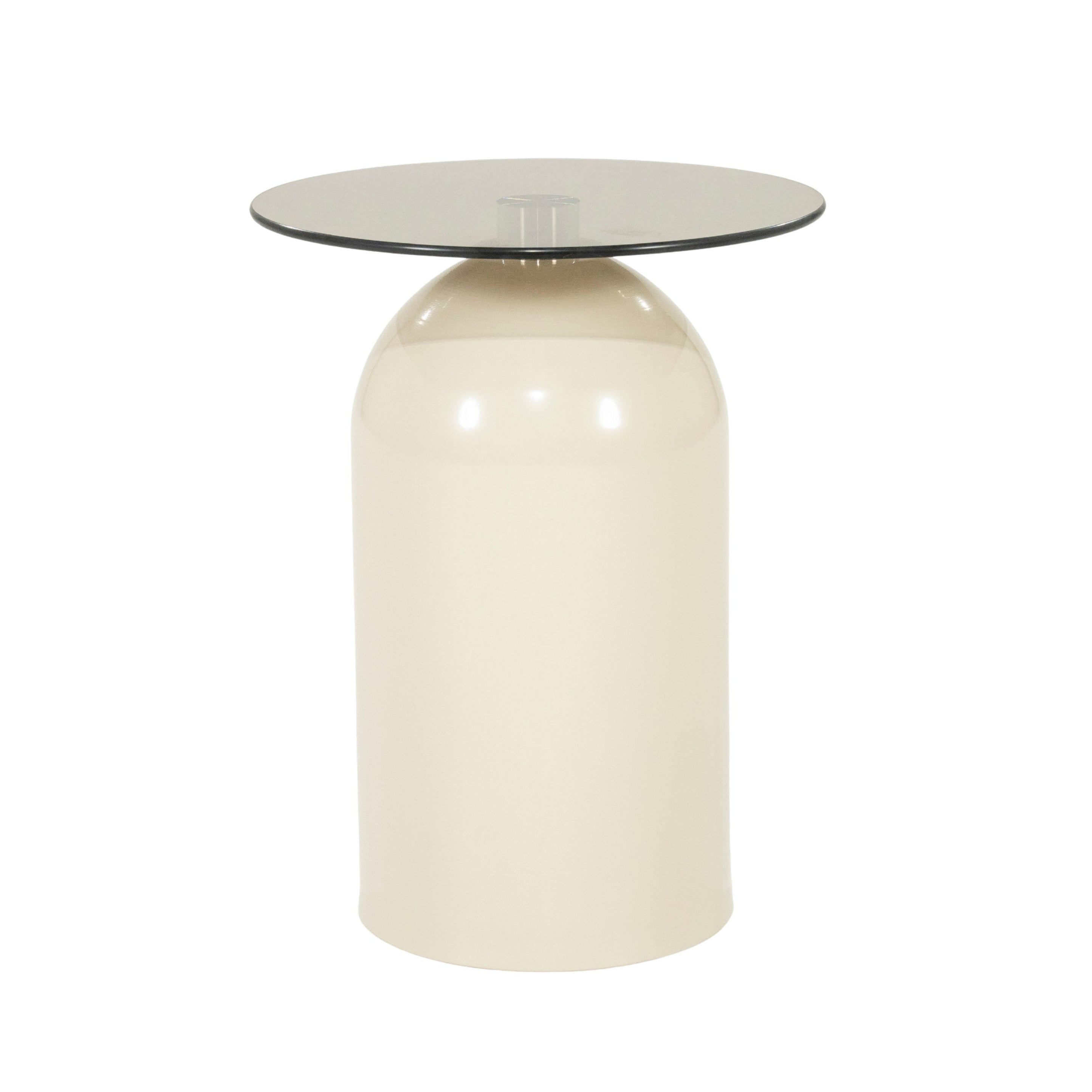 Beige IRONA Side Table with Glass Top