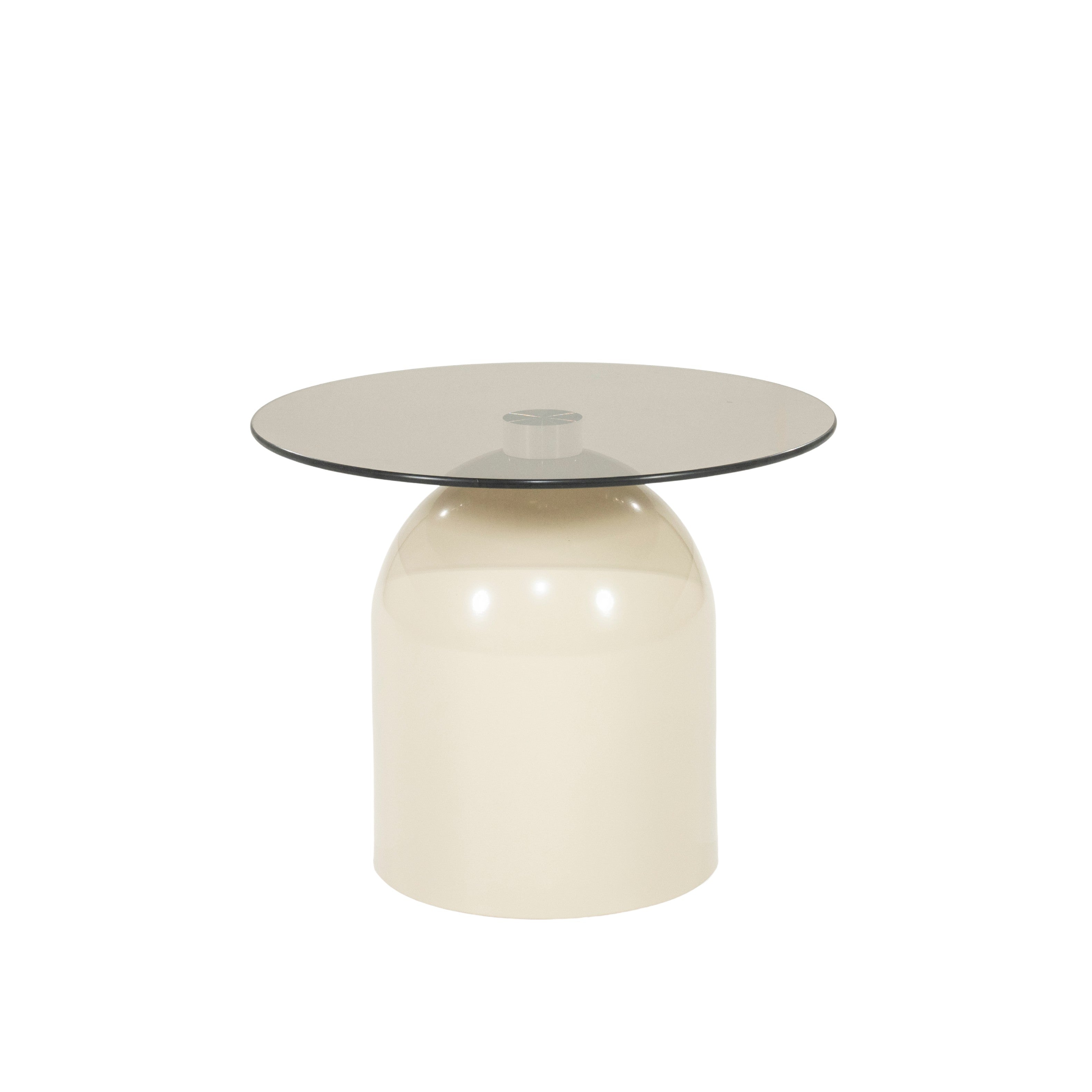 Beige IRONA Side Table with Glass Top