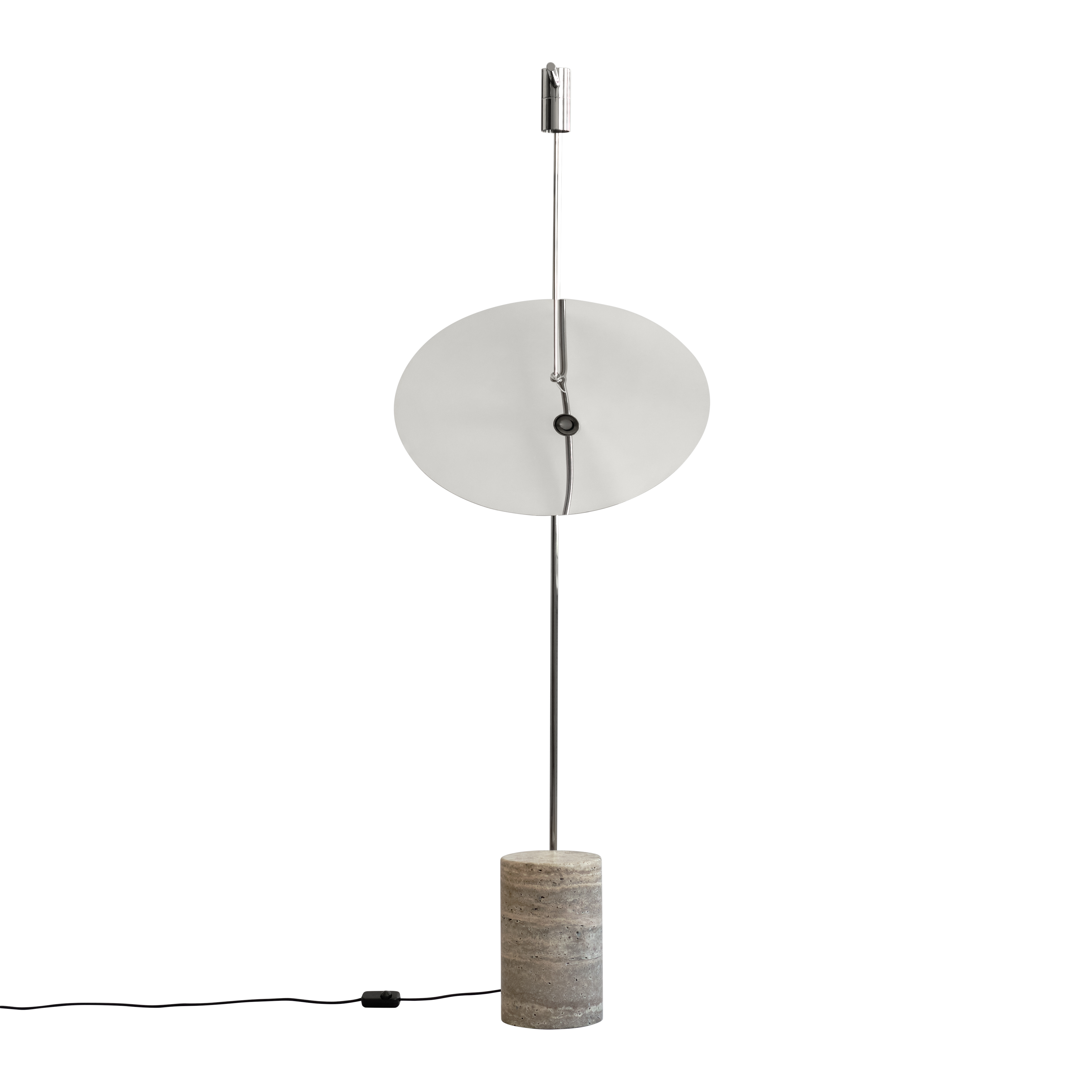 MOON floor lamp in chrome and travertine