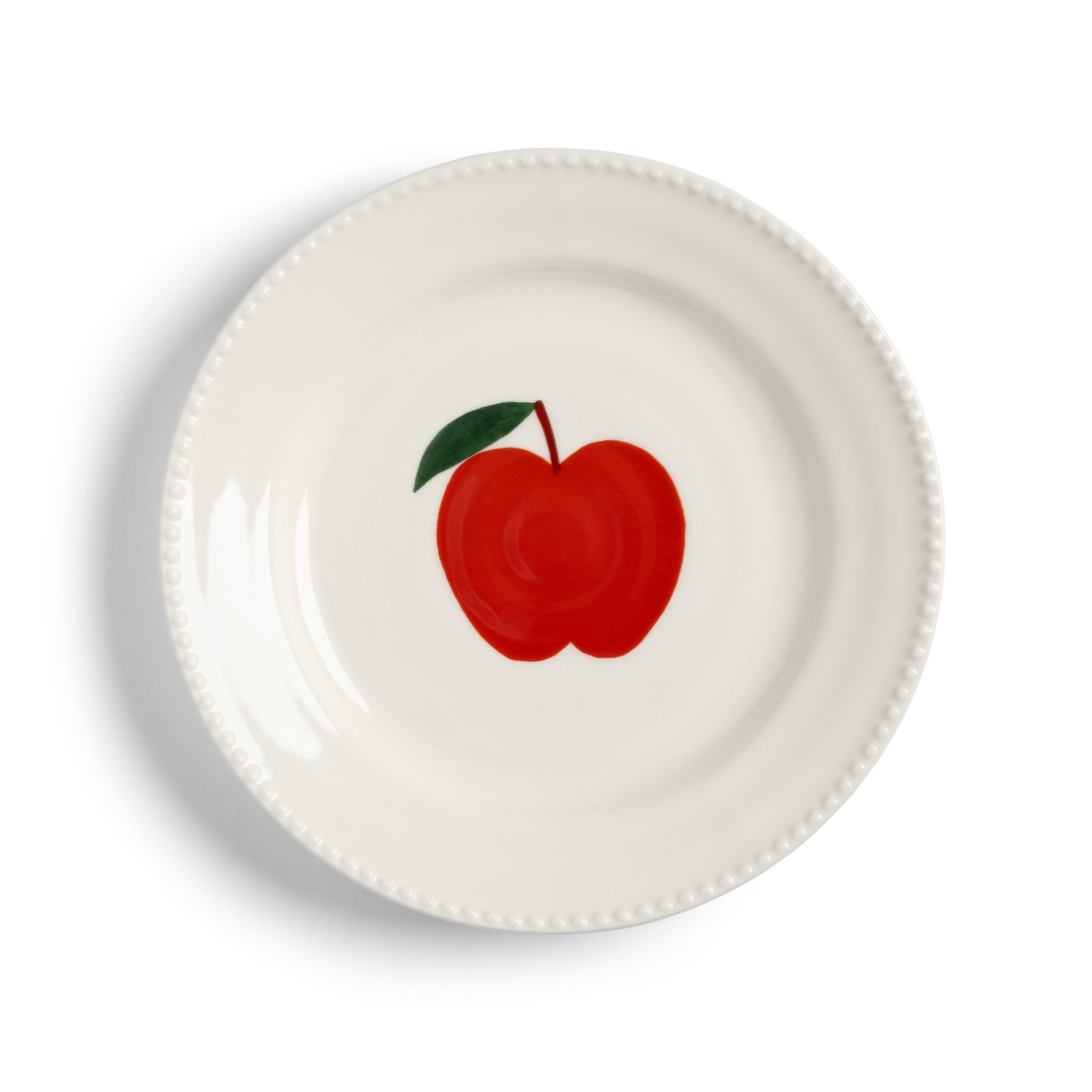HAINES white dessert plate set with red and orange