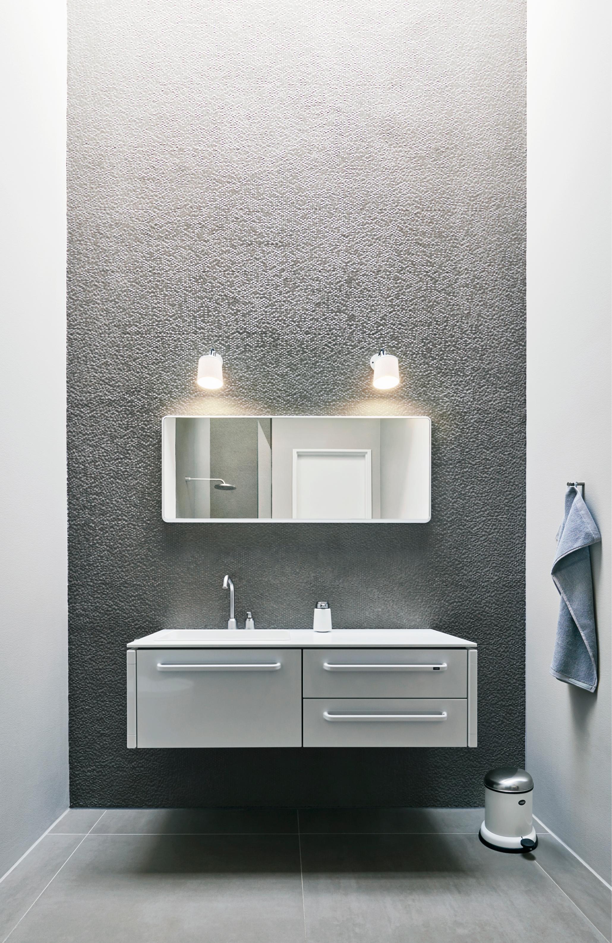 VIPP bathroom mirror with white aluminum frame