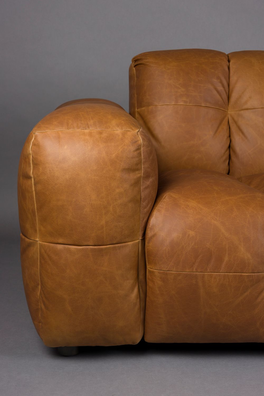 Modulares Sofa HACKMAN - rechte Endelement aus cognacfarbenem Leder