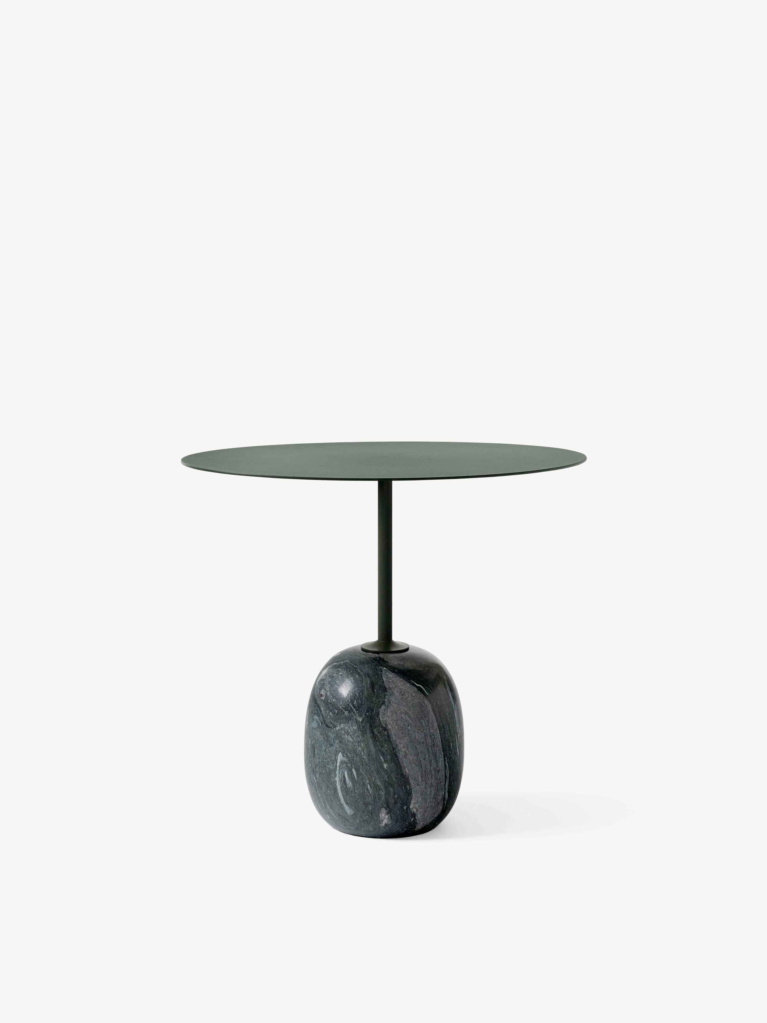 Side table LATO dark green top with gray-green marble base