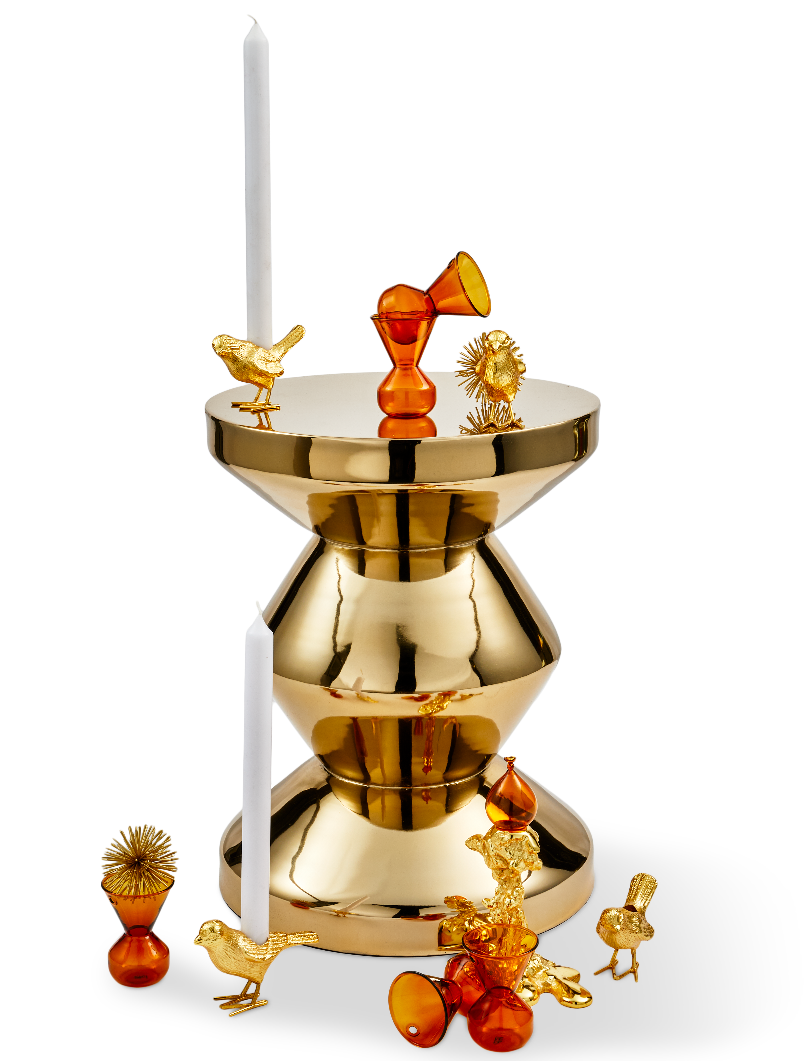 Hocker ZIG ZAG METALL gold