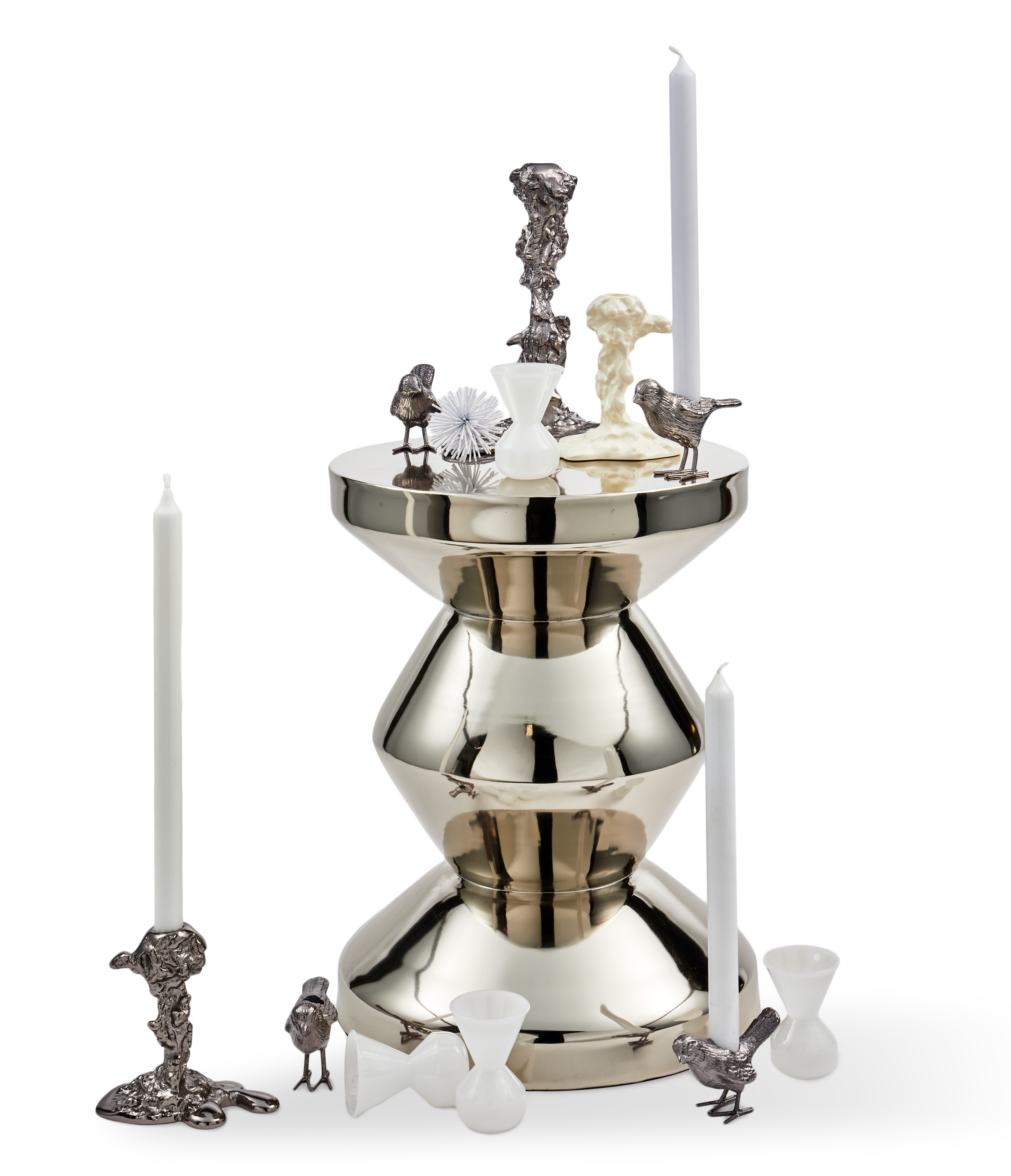 Hocker ZIG ZAG METALL silber