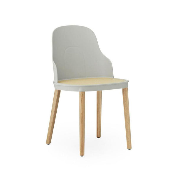 Chair allez warm gray with wicker and oak base