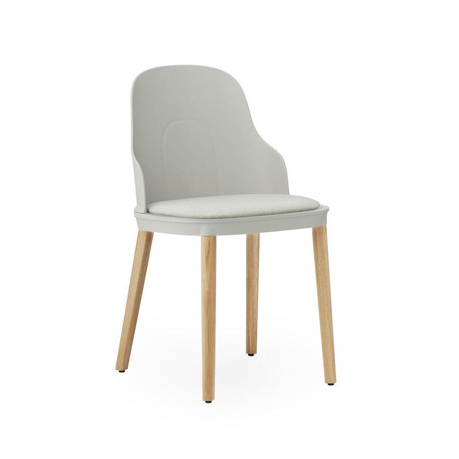 Chair allez warm gray main line flax with an oak base