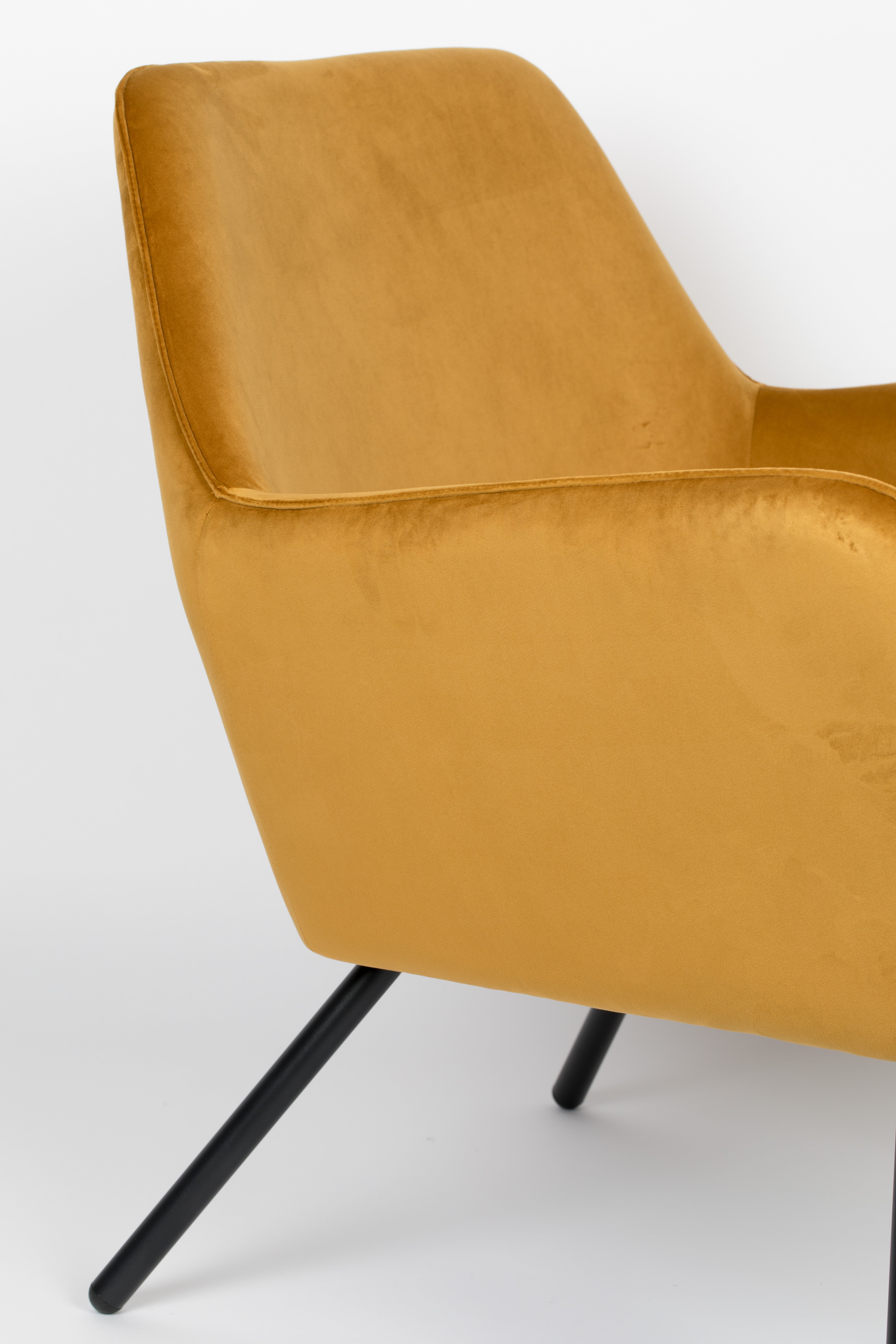 Bon velvet chair yellow