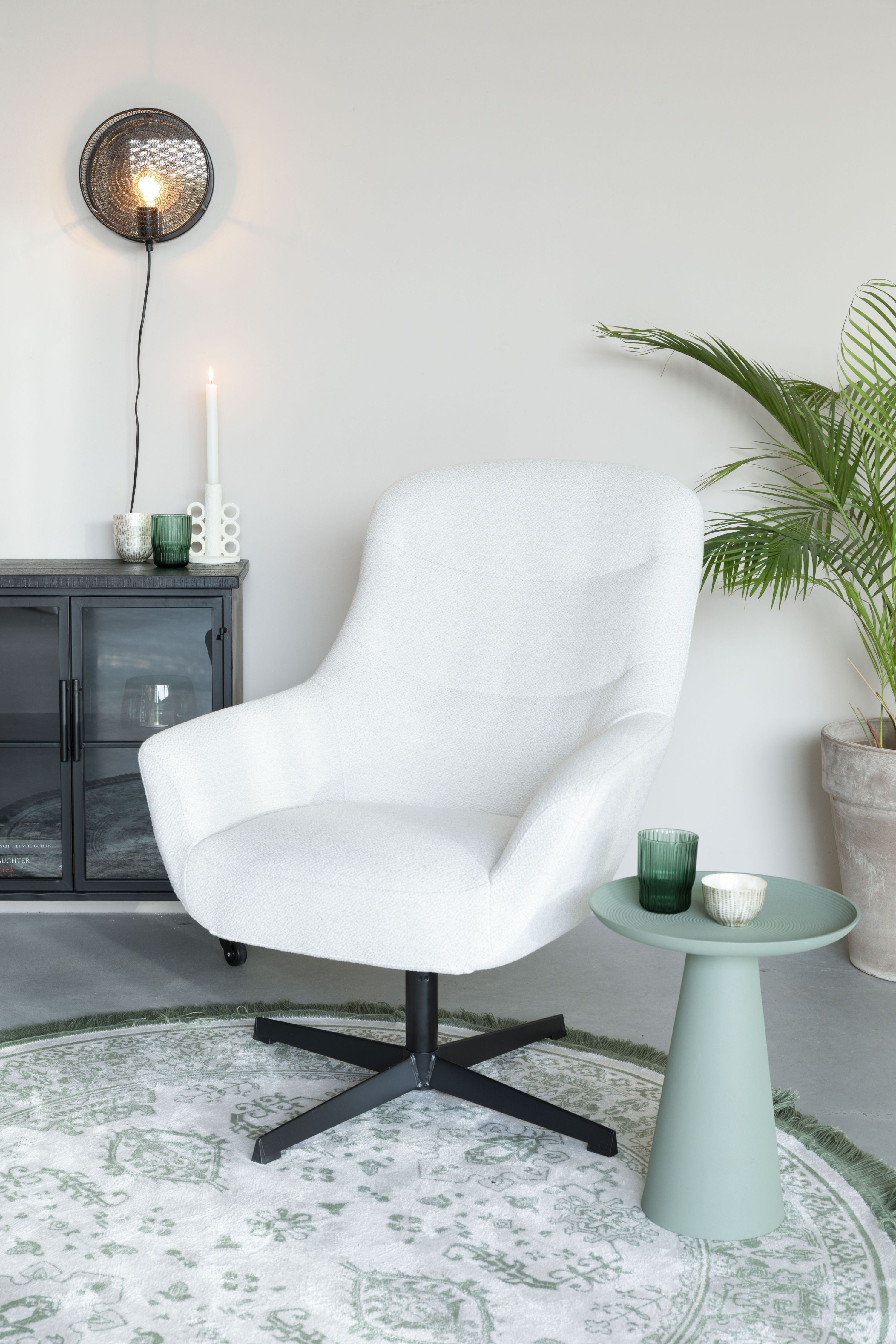 Yuki white rotary armchair