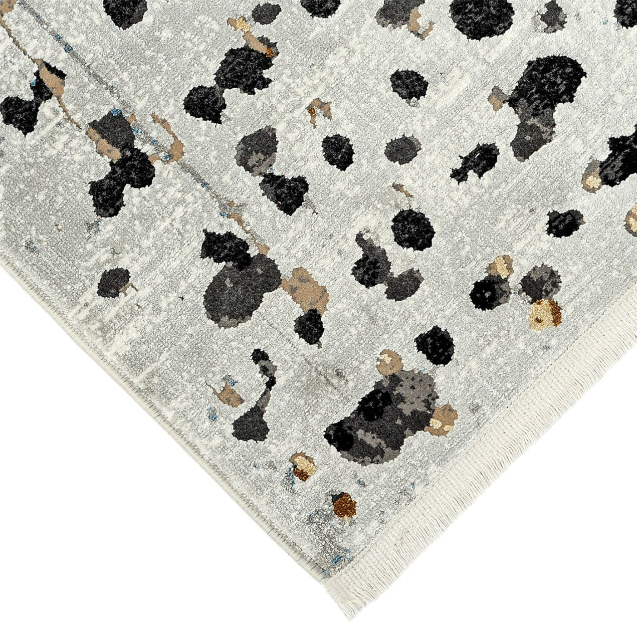 Punkteteppich ROYAL grau mit Schwarz und Braun