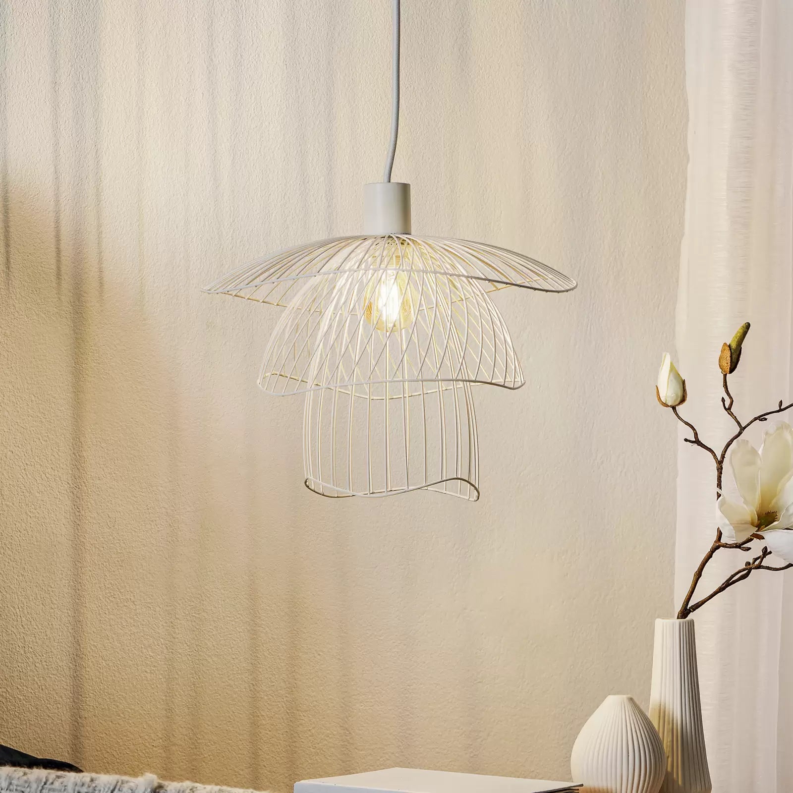 White papillon hanging lamp