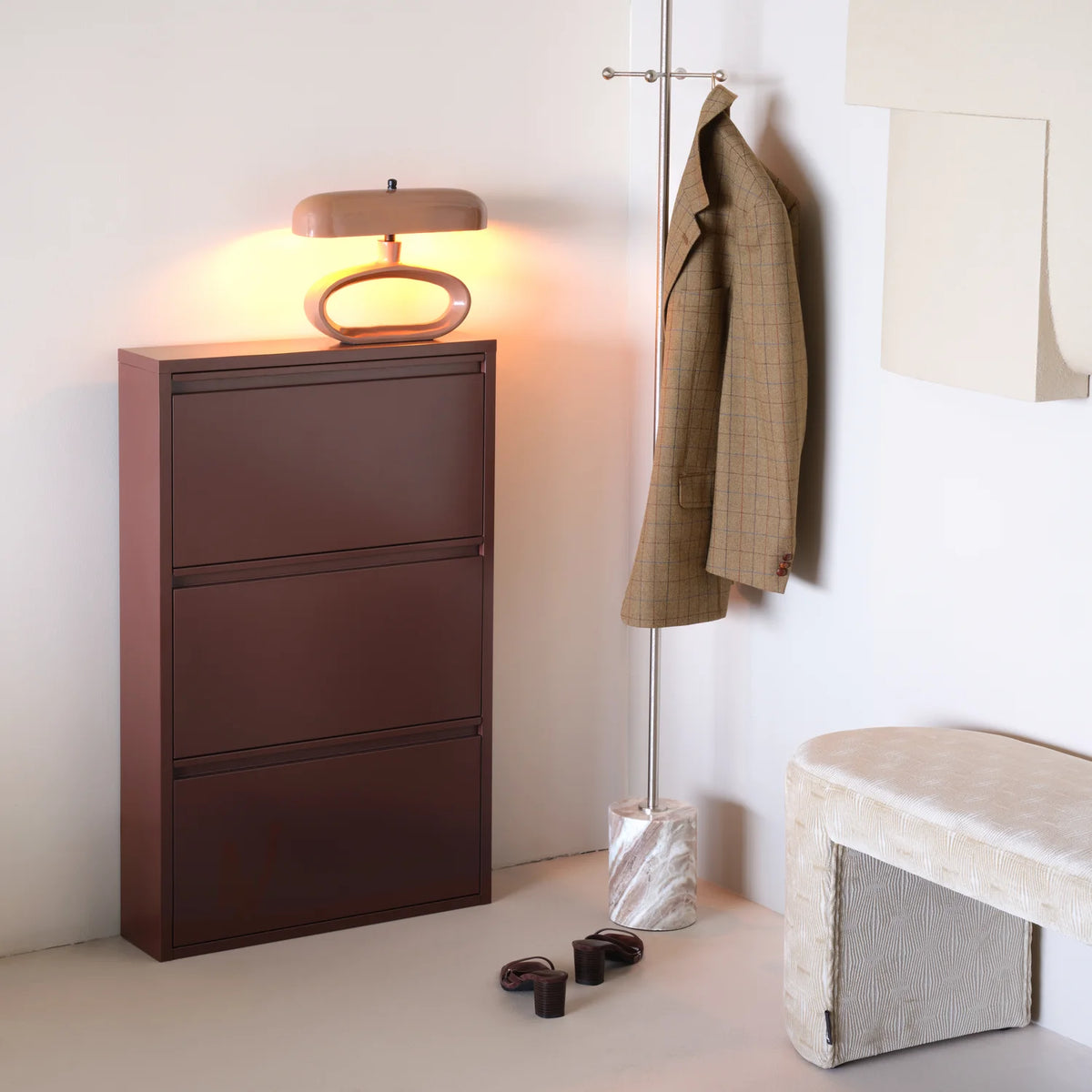 SABINE Burgundy Shoe Cabinet
