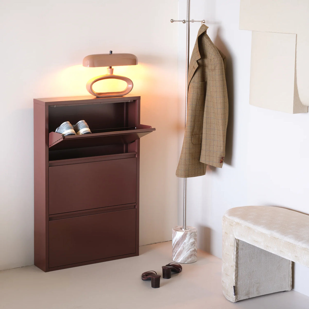 SABINE Burgundy Shoe Cabinet