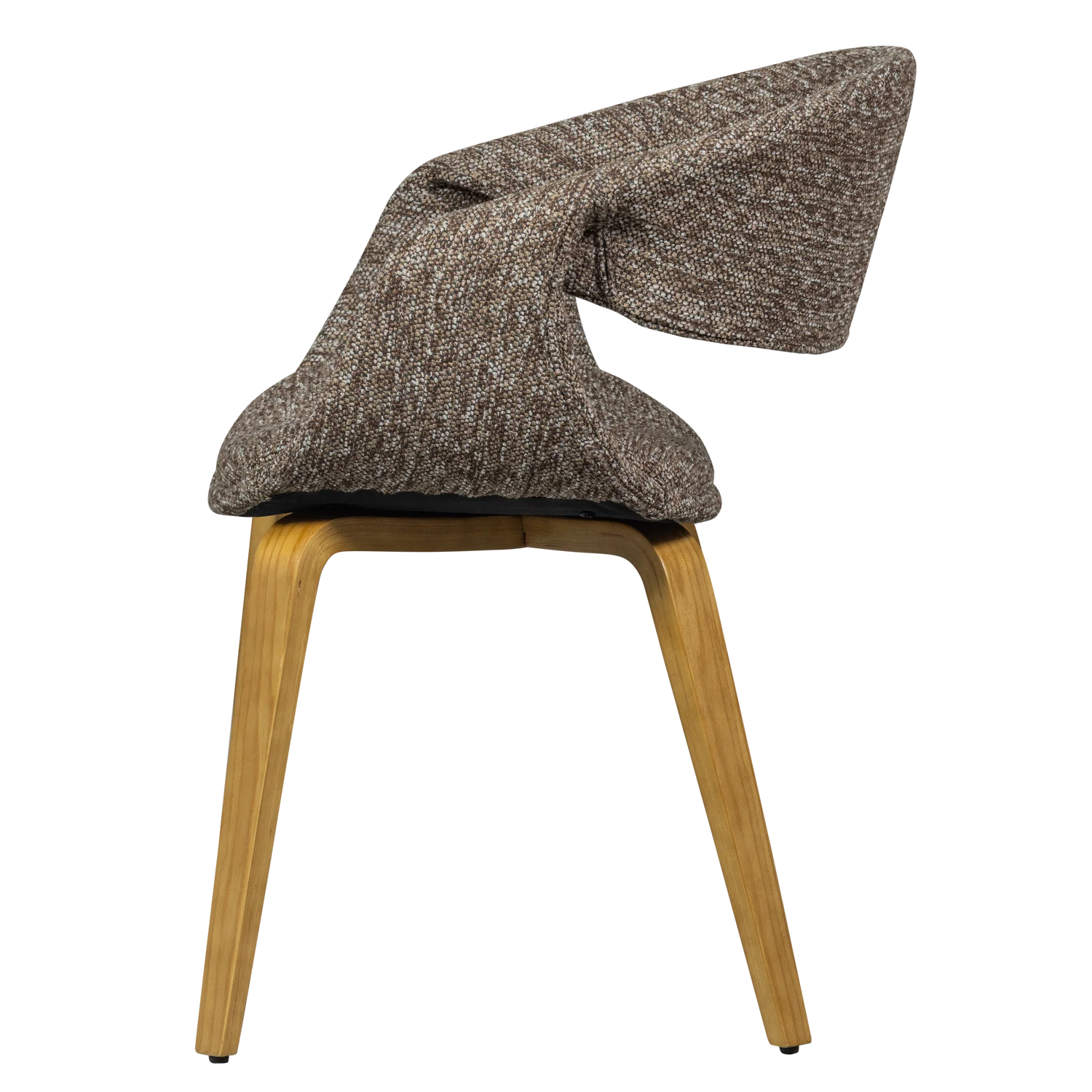 YOSSI Armchair in Brown with Light Brown Wooden Base