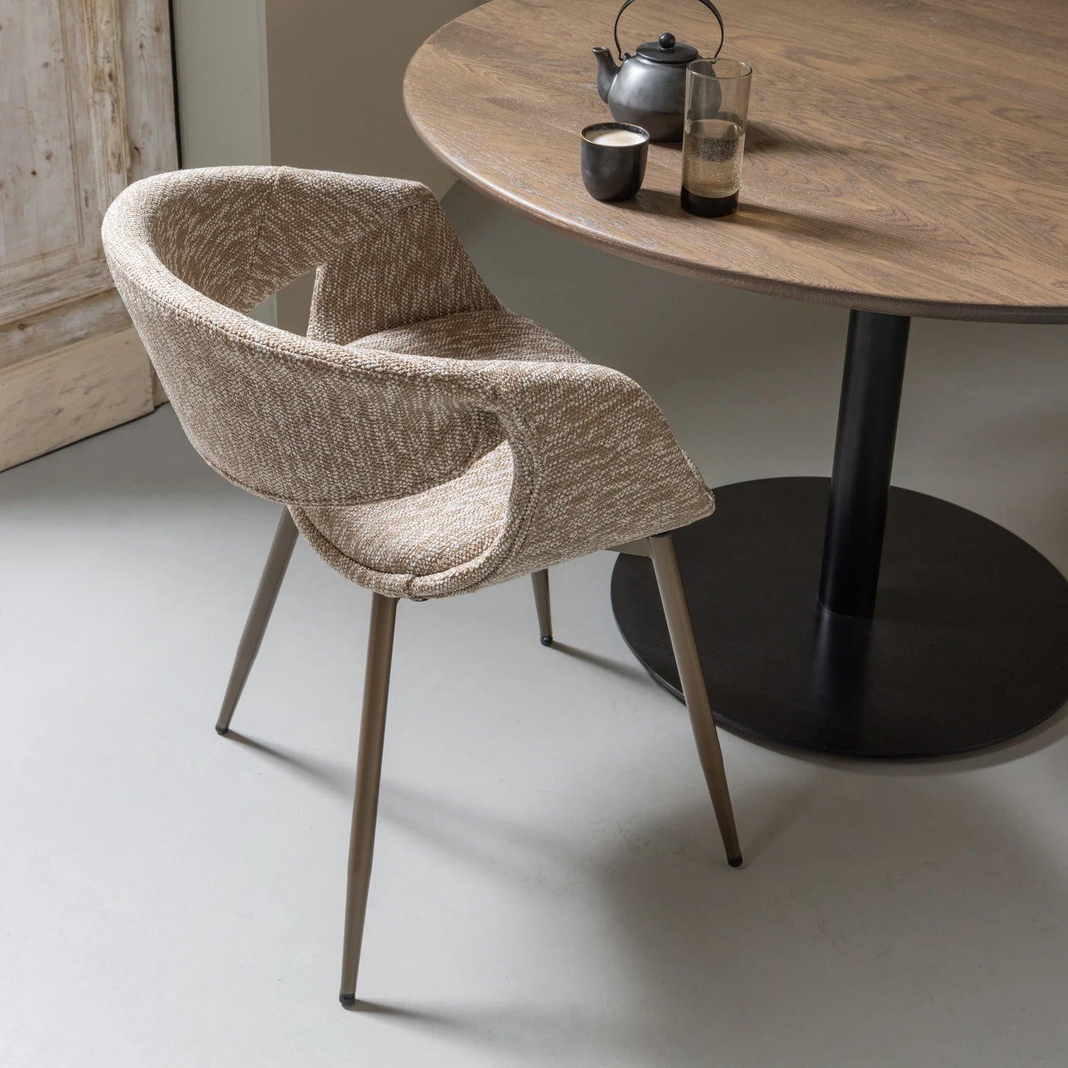 Yossi Dining Chair Sand with Metal Leg Copper