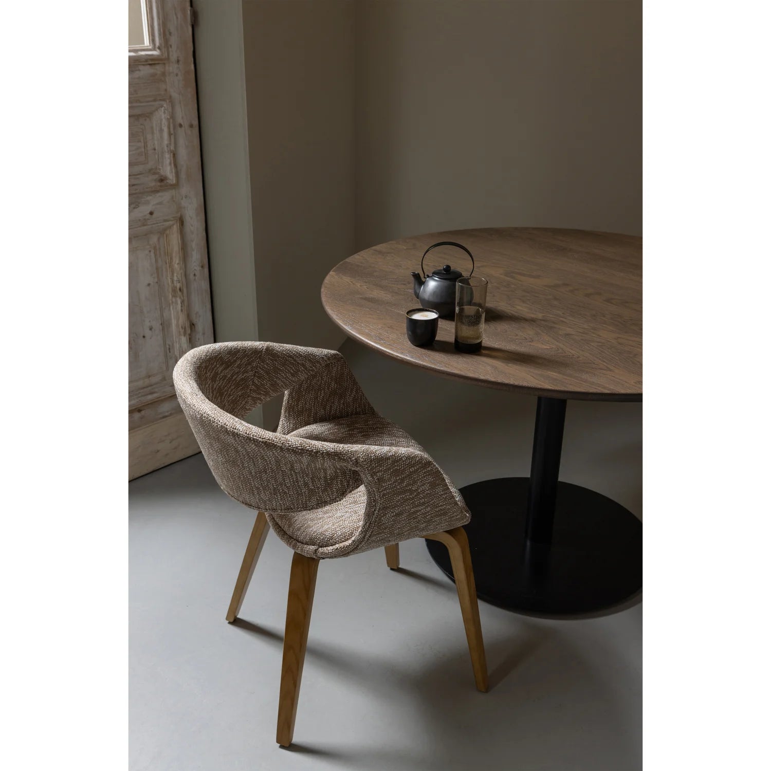 Yossi Dining Chair Sand with Wooden Leg Natural
