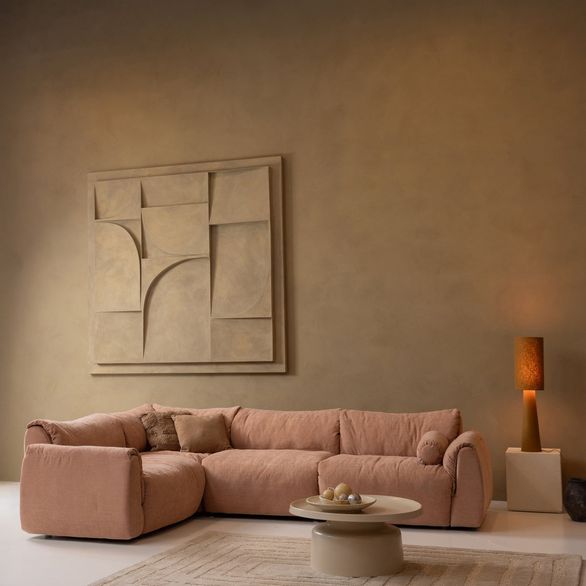 Left-facing BAGGY corner sofa in brown chenille
