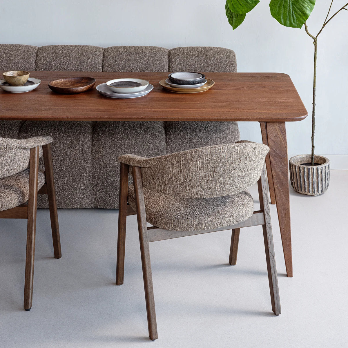 TUNAR Armchair in Brown with Dark Brown Wooden Base