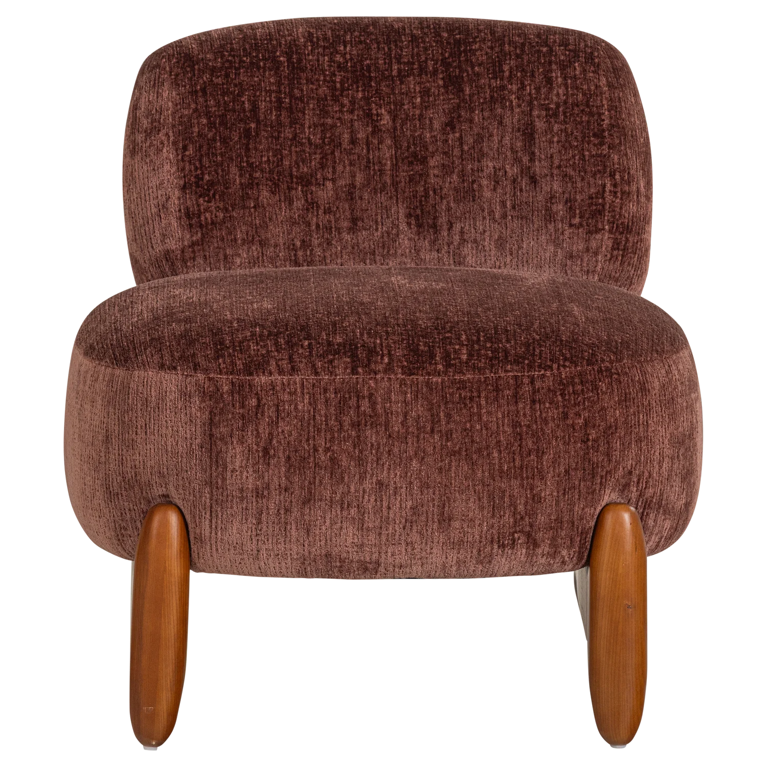 RUNI Armchair in Burgundy with Wooden Base