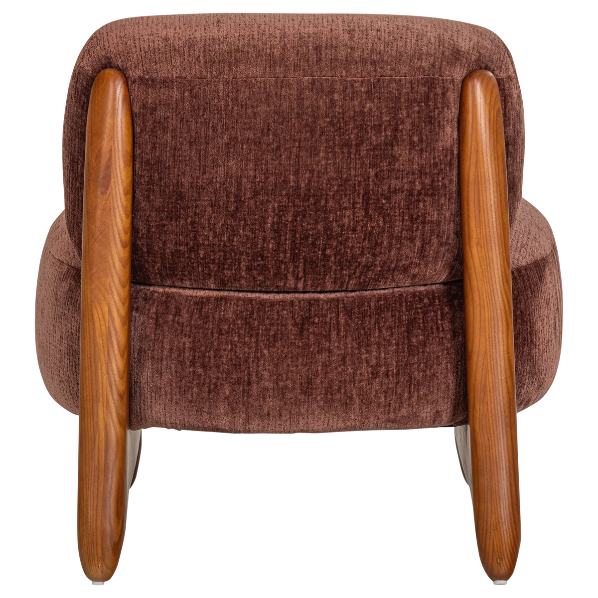 RUNI Armchair in Burgundy with Wooden Base