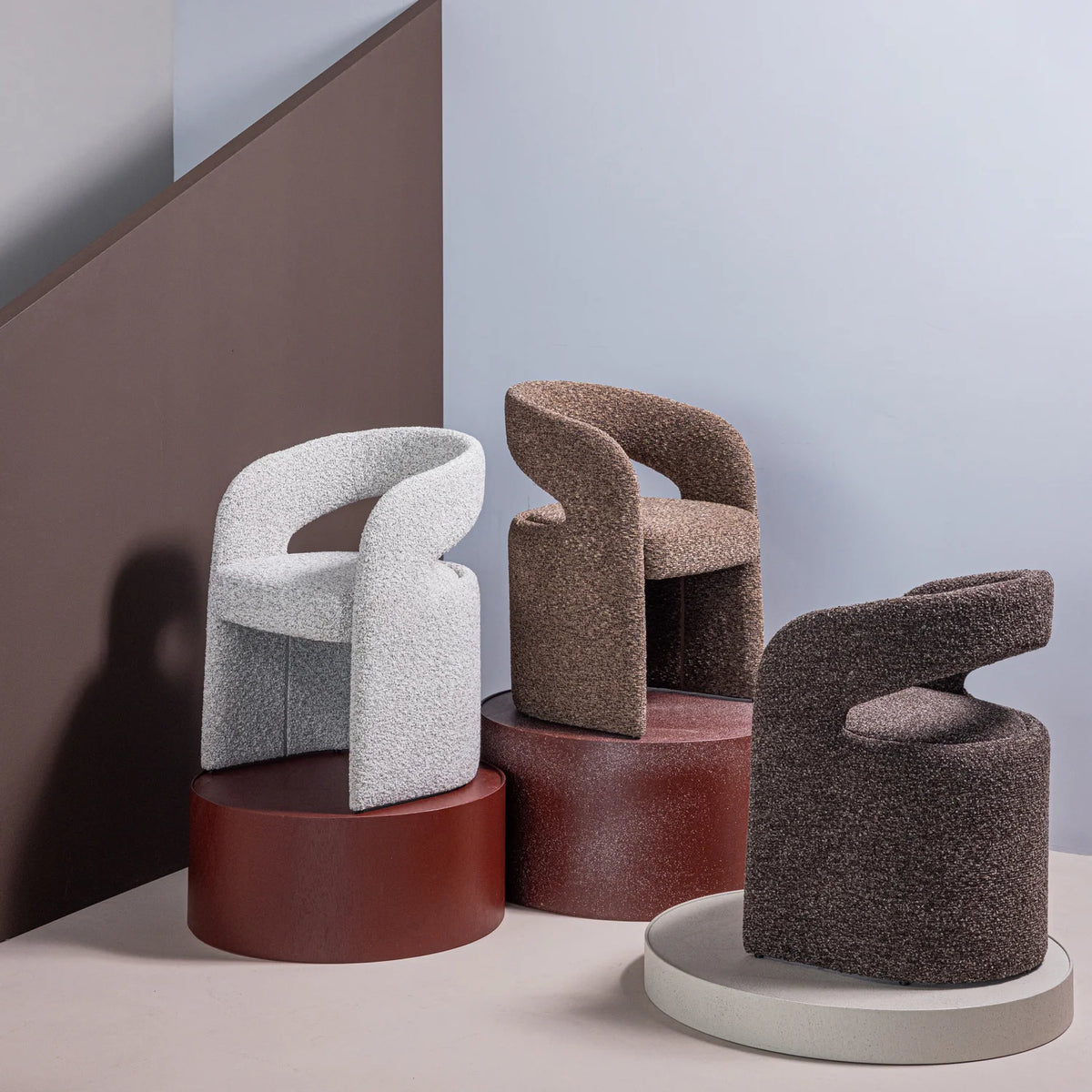 LANOR Chair dark brown boucle
