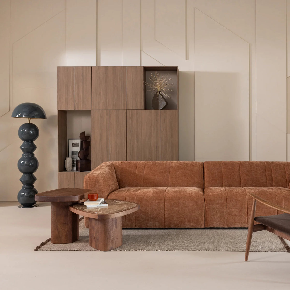 4-Seater Sofa OMAIRE Brown Chenille