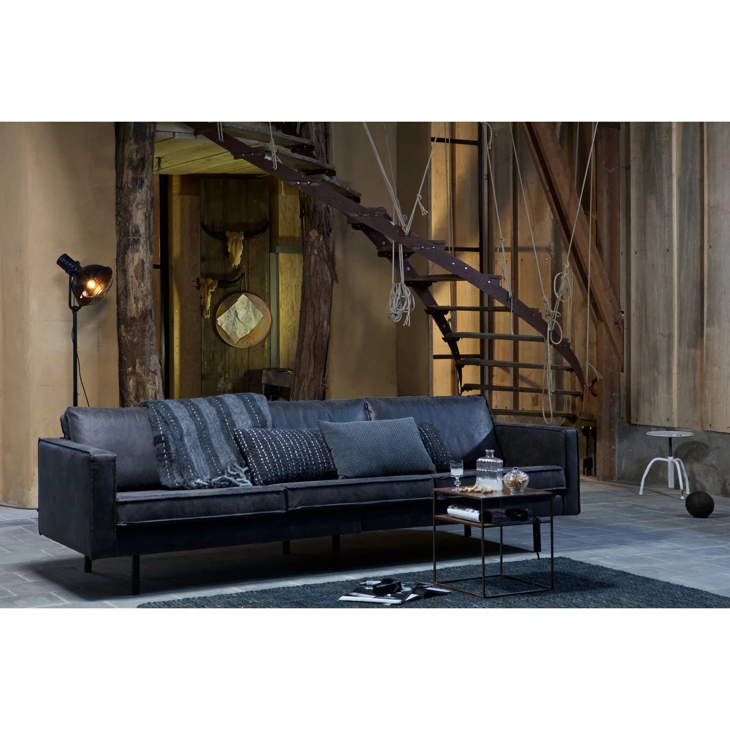 3-seater sofa with an eco-leather rodeo black