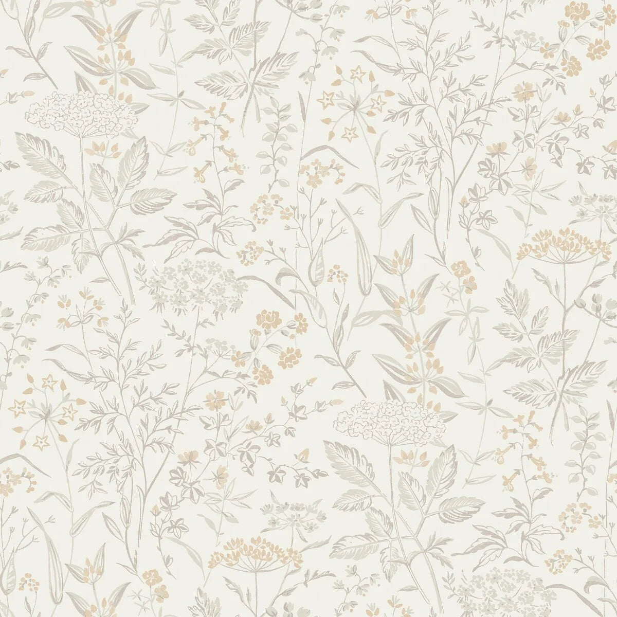 Non-woven paper wallpaper with a plant pattern EMIL cream with green