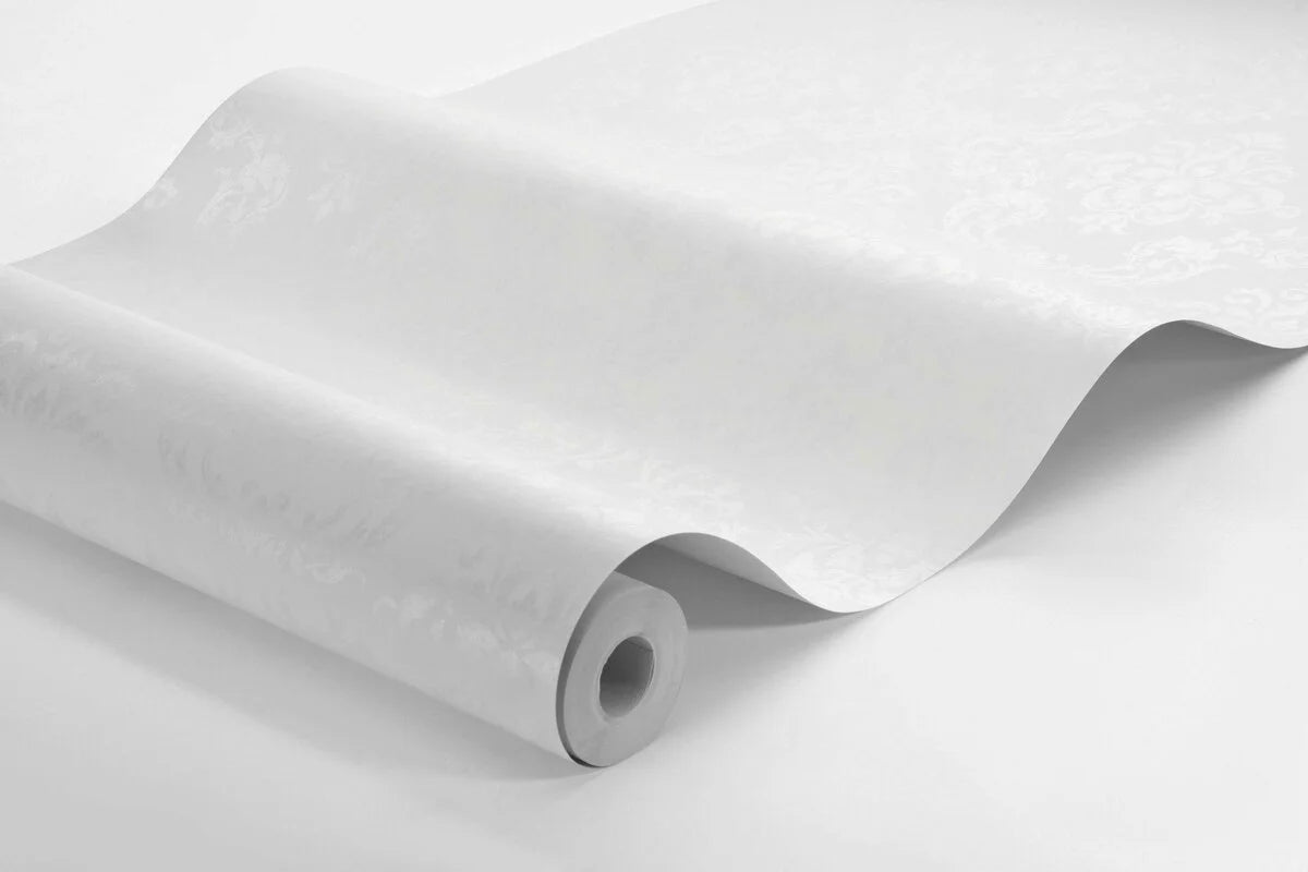 Vlies-Tapete mit Medaillons OTTILIA in Weiß mit Silber