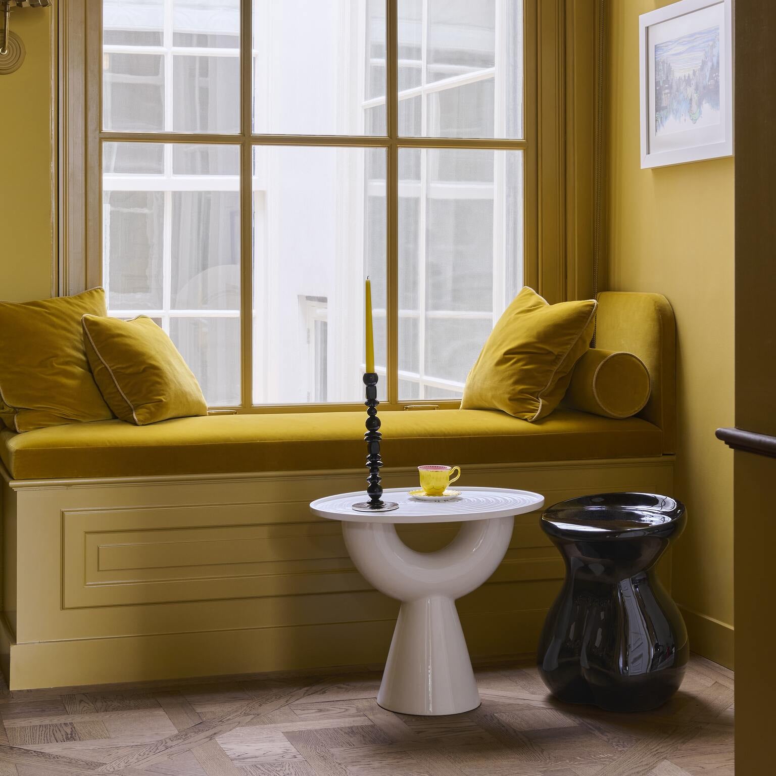 Single Candle Holder BEADS Black with Silver Elements