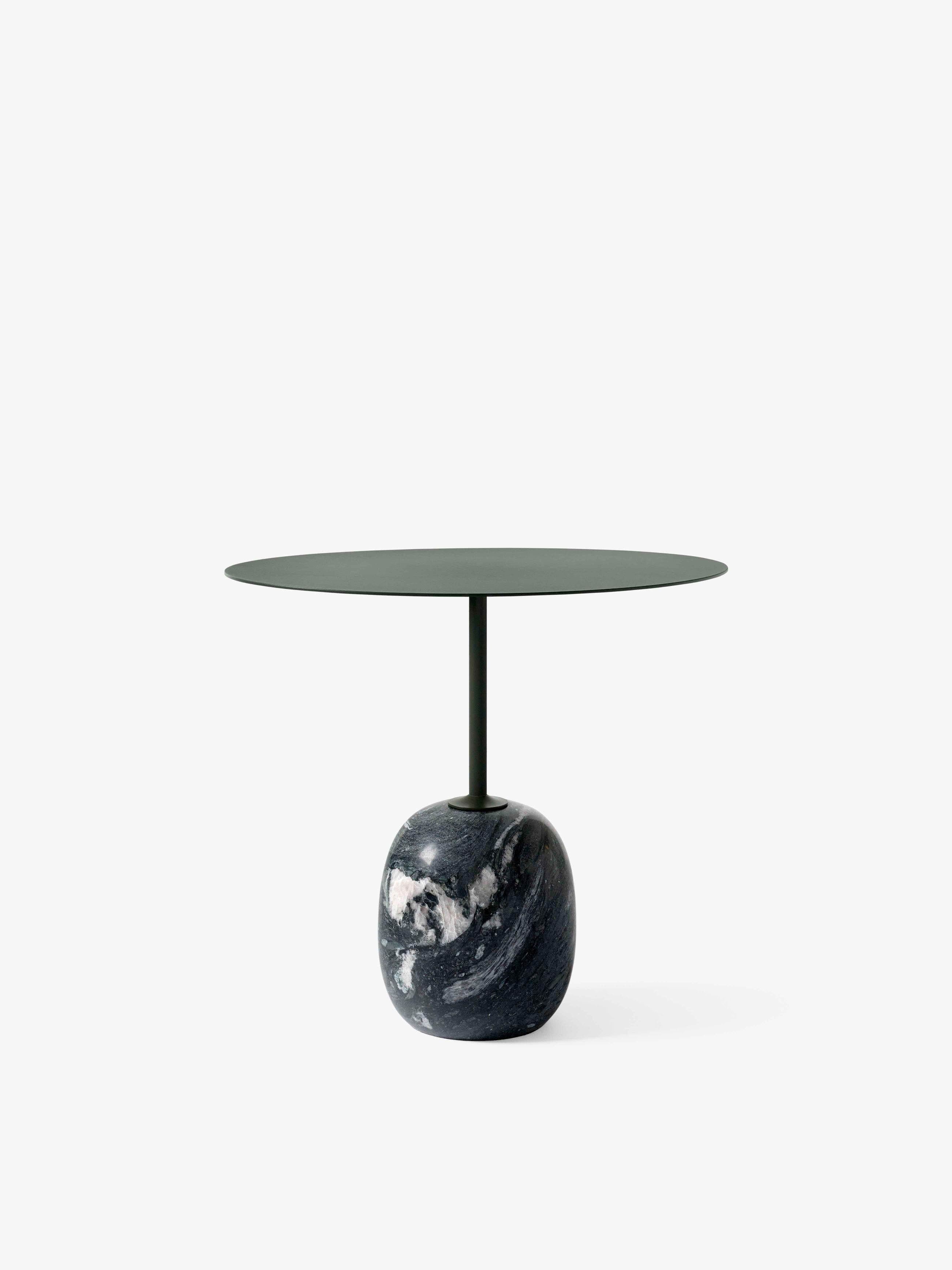 Side table LATO dark green top with gray-green marble base