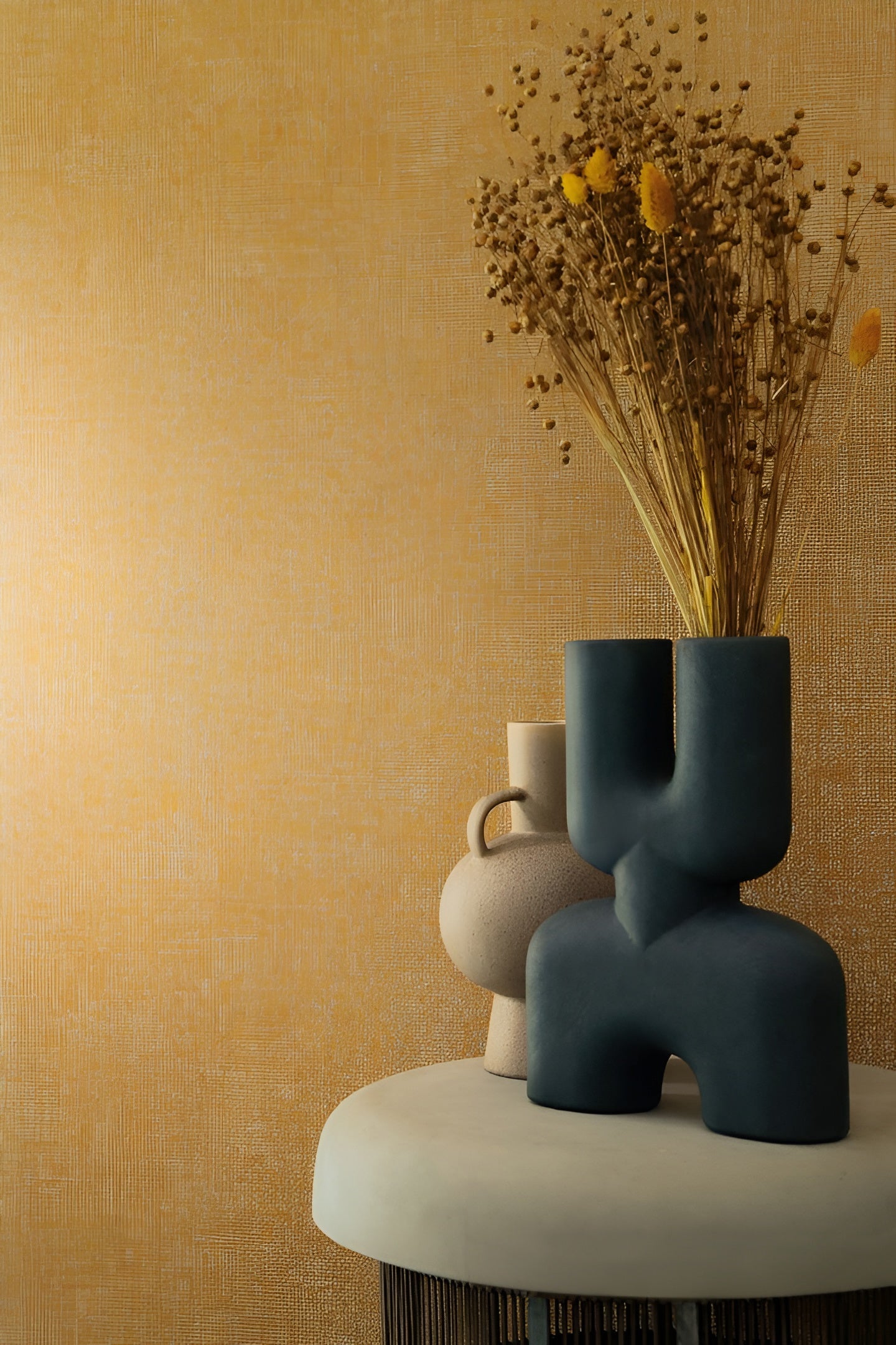 Structural wallpaper imitating linen TENERE - MARINE navy blue