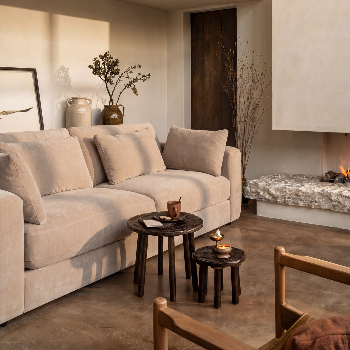 Sofa 3-osobowa CHUNKY szenil piaskowy – ujęcie 2