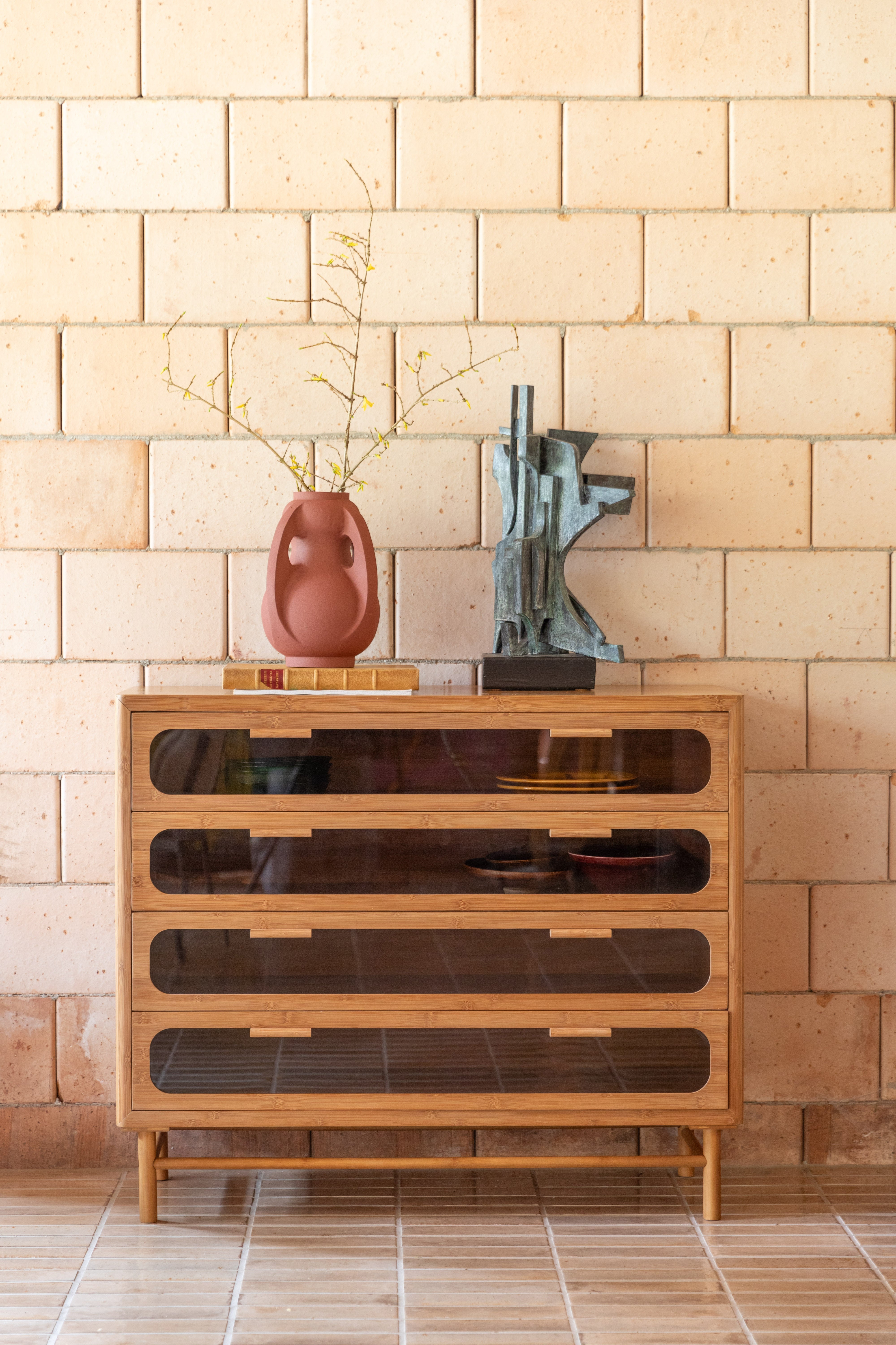 CAROUN Chest of Drawers Carbonized Bamboo Wood
