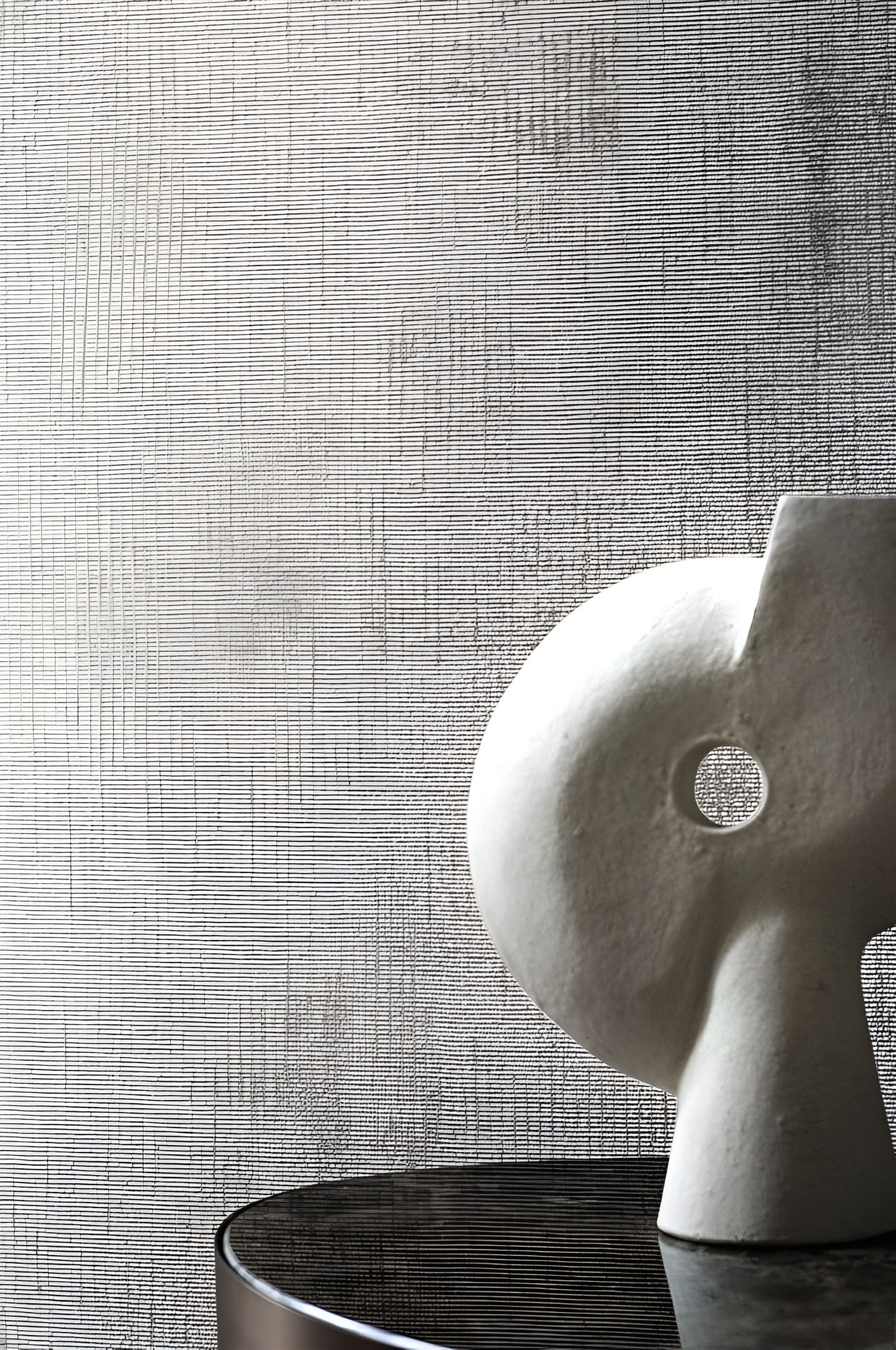 Textile wallpaper with a structural design resembling canvas ORCADE - IVORY ivory